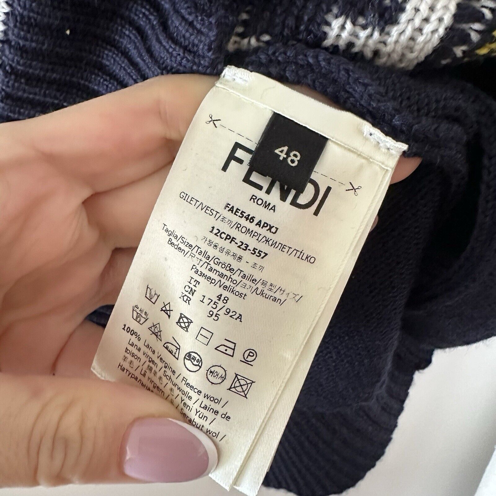 Fendi NWT Fendi Logo Intarsia Button-Up Vest Sweater Blue FF Virgi Size US M / EU 48-50 / 2 - 8 Thumbnail