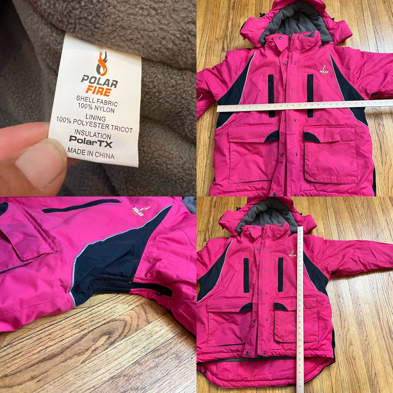Vintage Polar Fire Coat Large Hooded Thick Winter Jacket Pink Ski Womens Size L / US 10 / IT 46 - 8 Thumbnail