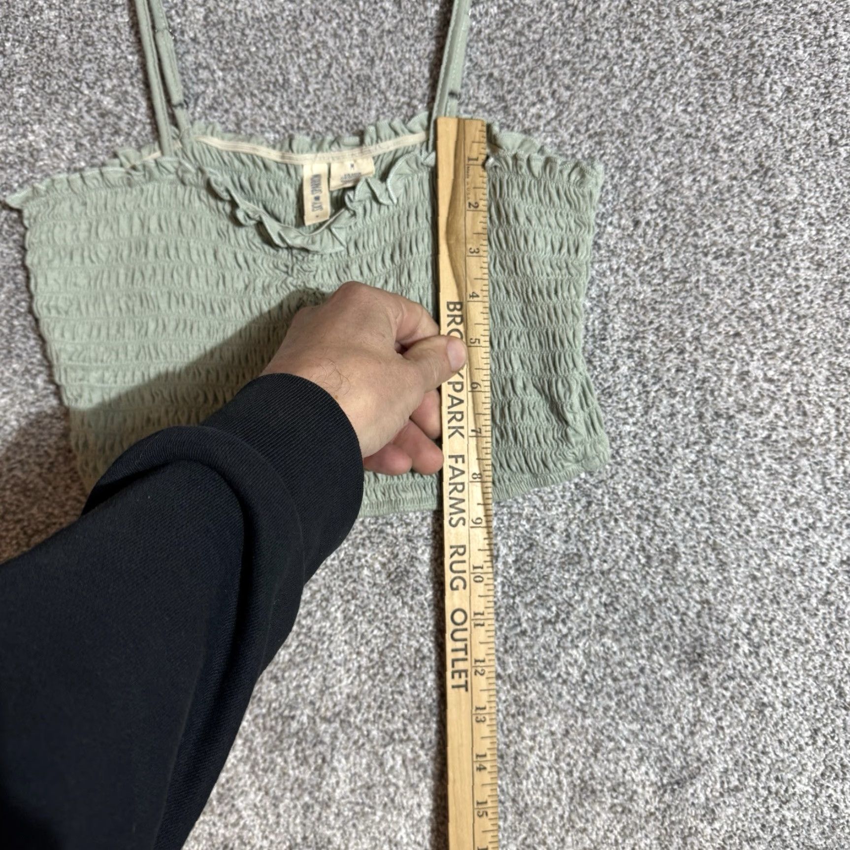 Vintage Sky and Sparrow Smocked Cropped Top Women M Green Tank Bohemian Fairy Coquette Y2K Inspired Size M / US 6-8 / IT 42-44 - 3 Thumbnail