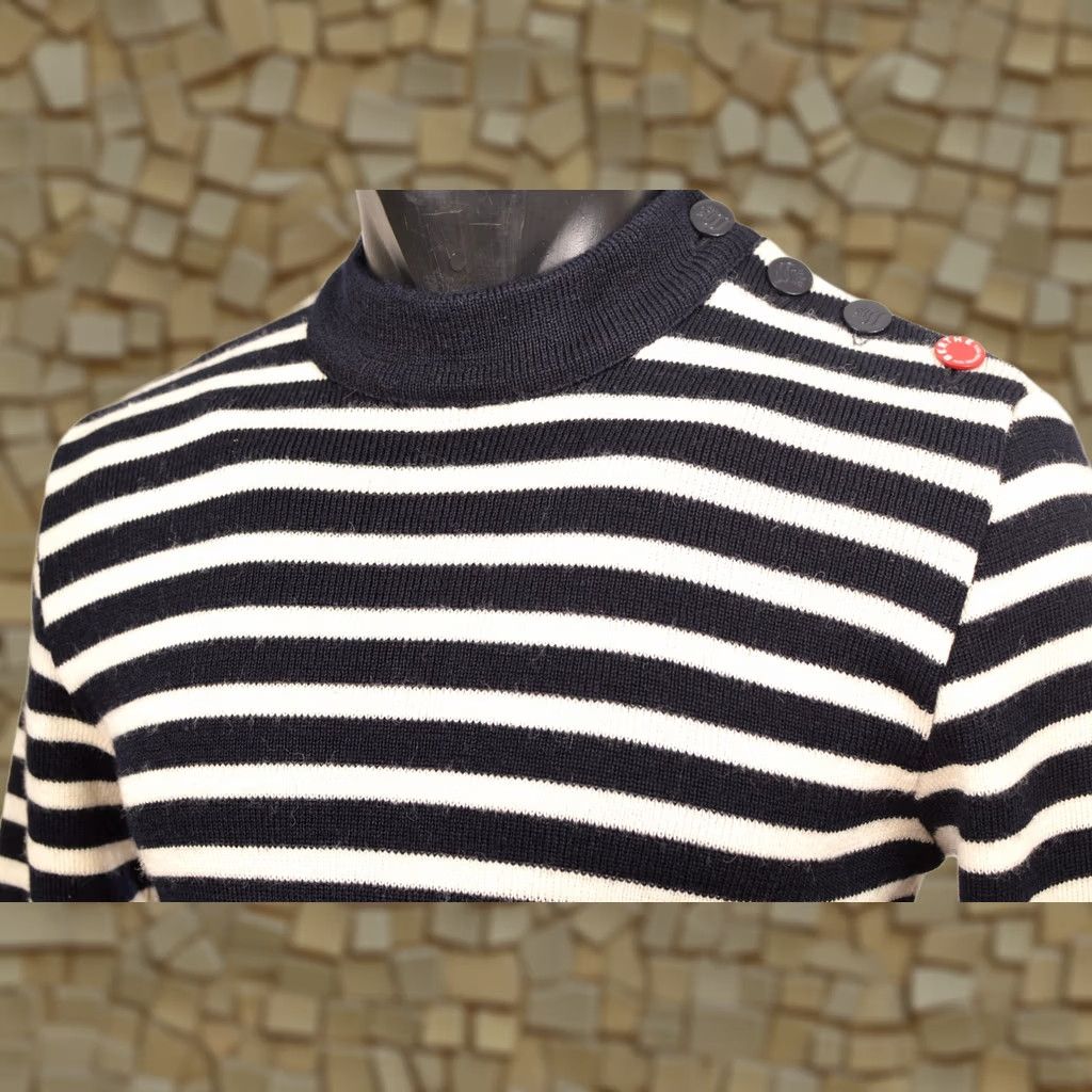 Vintage Berthe Royal Mer Men's Striped Sailor Sweater God Save Berthe Nautical Size S Blue Pullover Wool Navy Mens Size US S / EU 44-46 / 1 - 1 Thumbnail