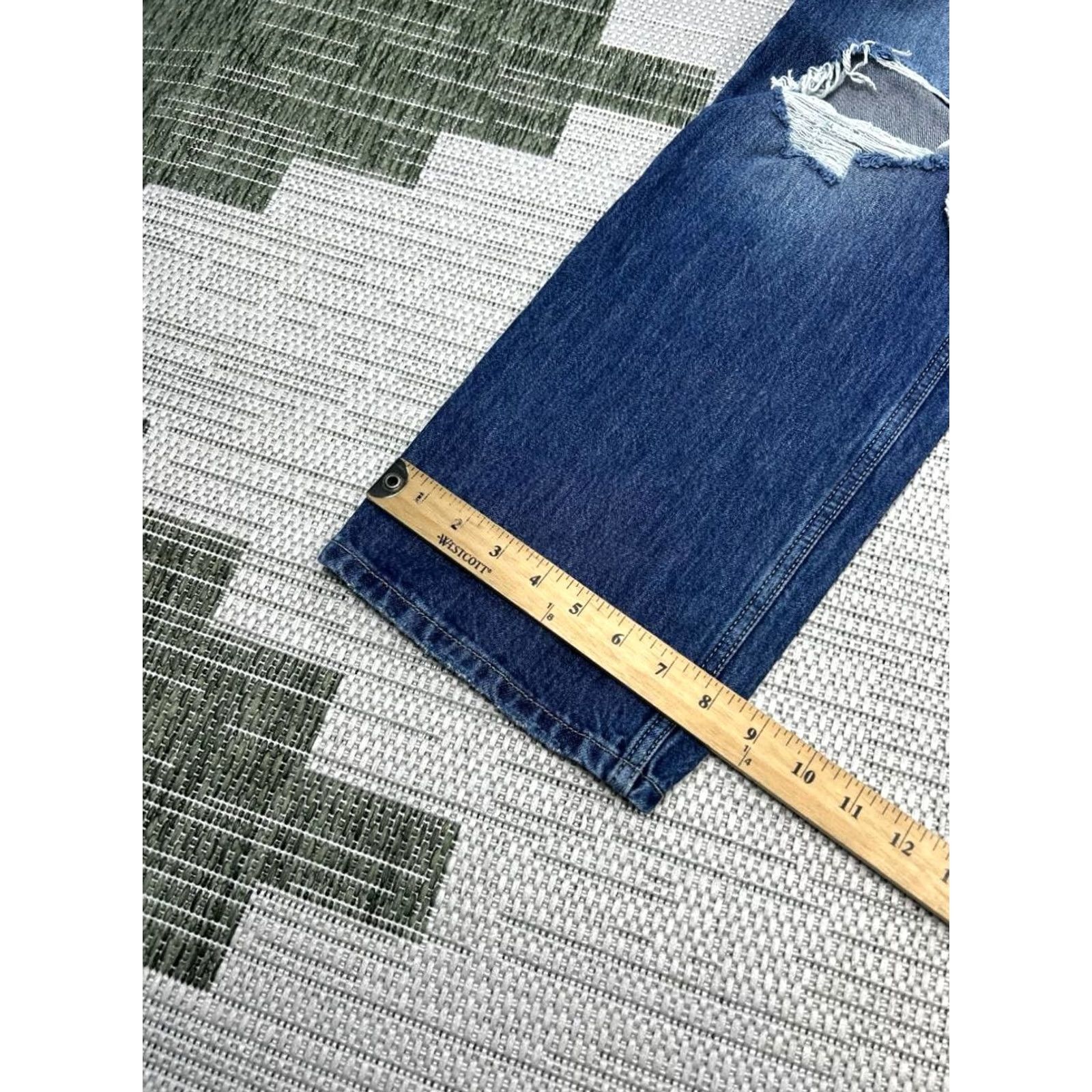 Levi's Levi'S Low Pro Straight Jeans Womens 29 Blue Denim Logo Distressed Mid Rise 31x30 Size 29" - 4 Thumbnail