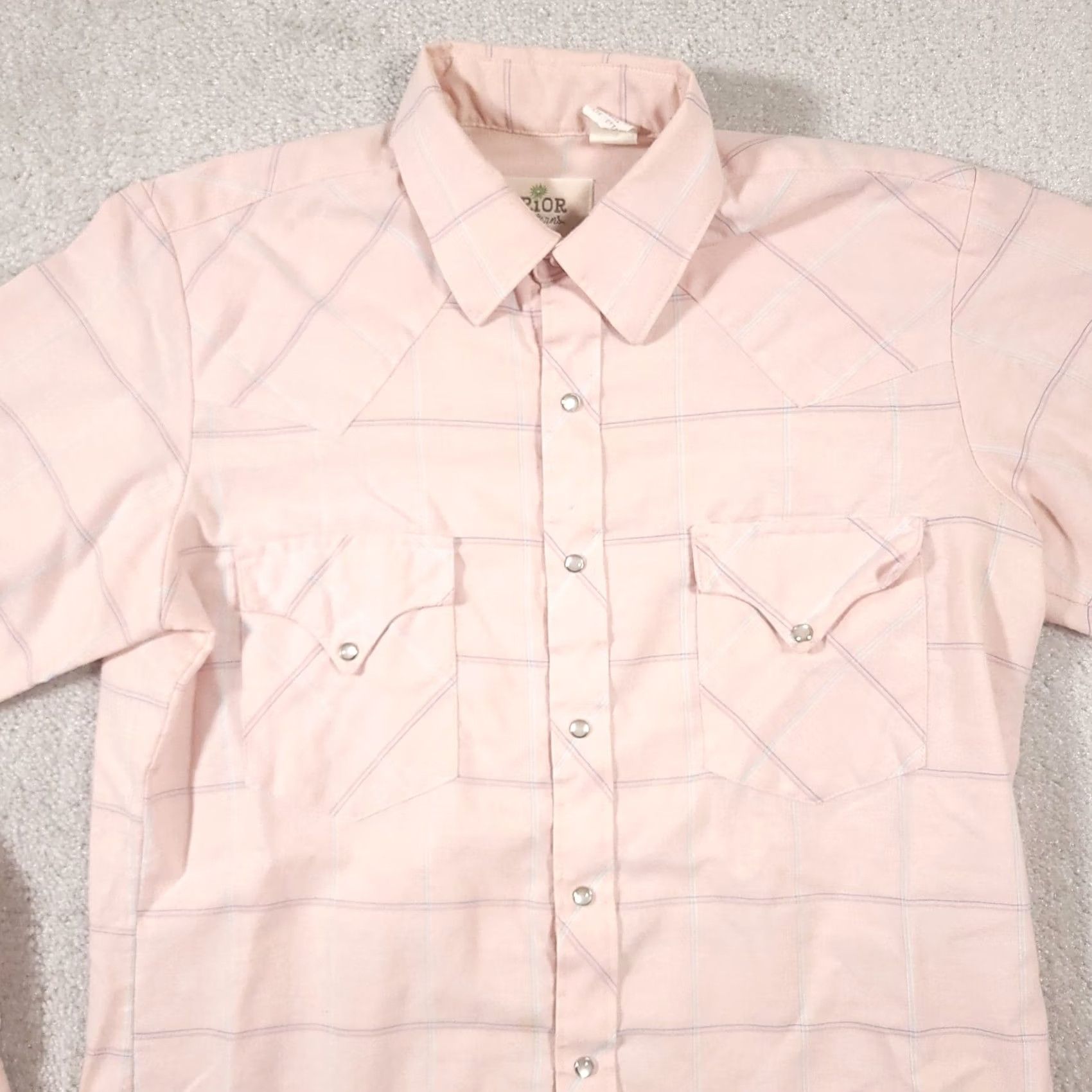 Vintage VINTAGE Prior Westerns Denver Shirt Mens 15.5 35 Cowboy Pearl Snaps Pink Grunge USA Size US M / EU 48-50 / 2 - 3 Thumbnail