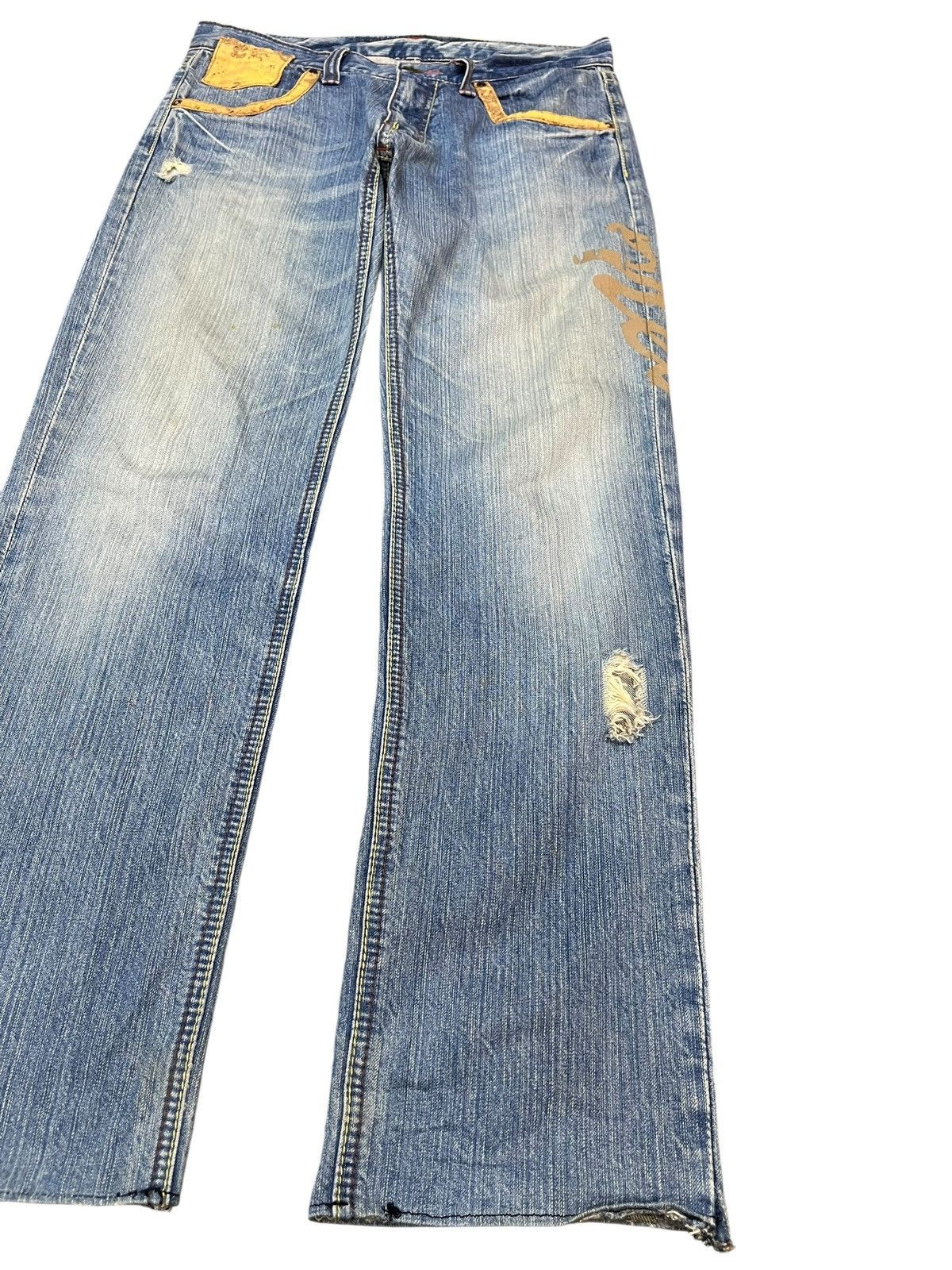 14th Addiction × Japanese Brand × Yasuyuki Ishii Vintage Japanese Brand Note Printed Worn Look Denim Size US 32 / EU 48 - 7 Thumbnail