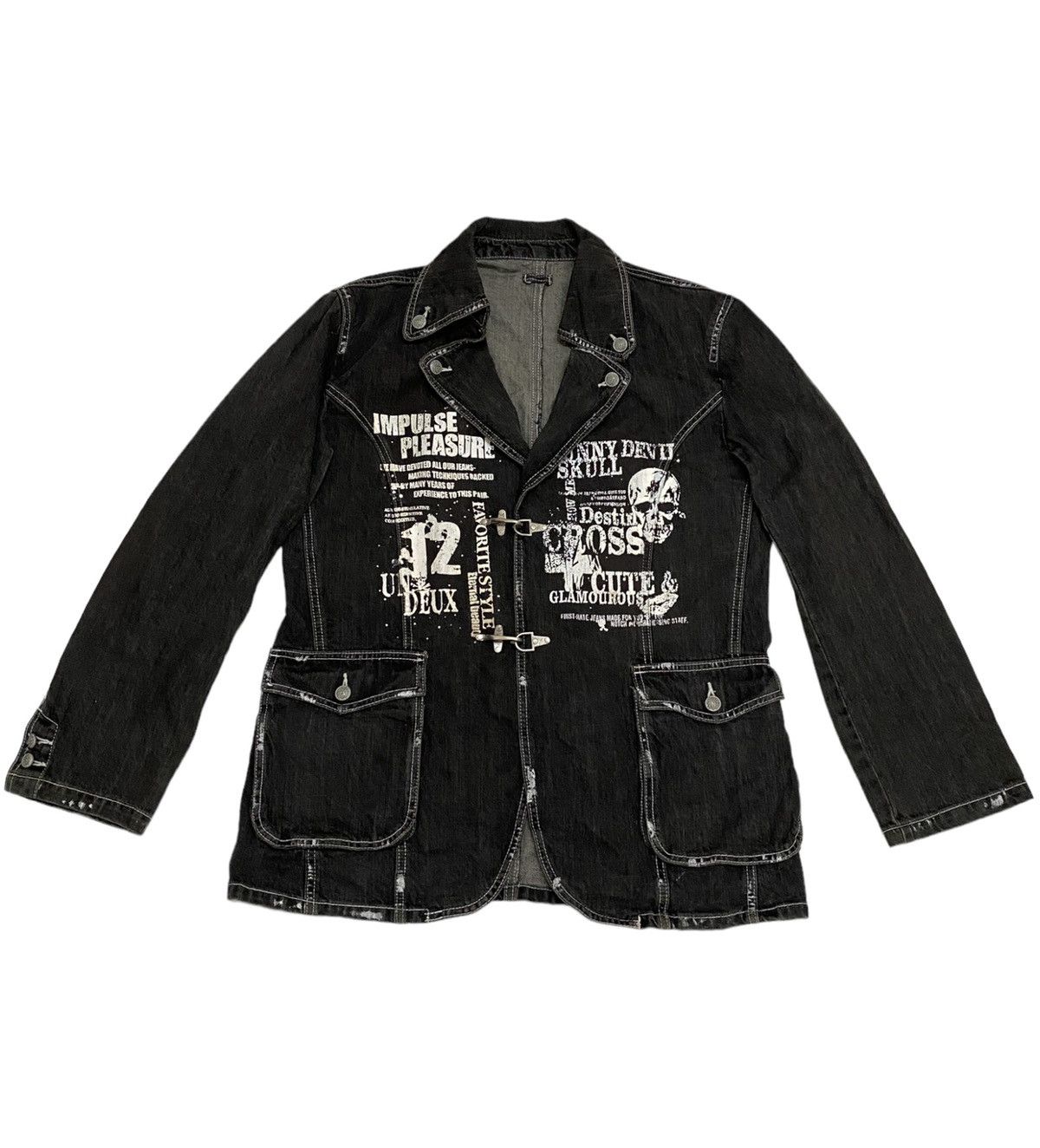 If Six Was Nine × Japanese Brand × Seditionaries Skulls Motive Buckle Double Brested Denim Jacket (C2) Size US M / EU 48-50 / 2 - 1 Thumbnail
