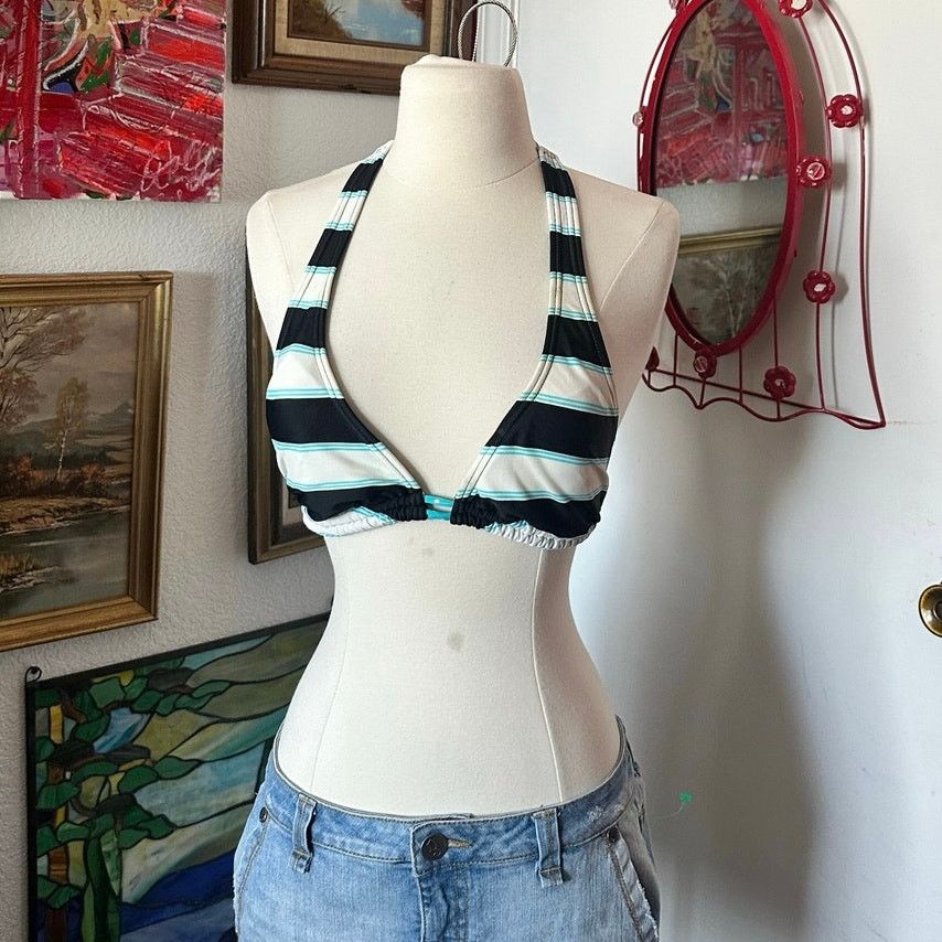 Other hula honey blue black white striped halter bikini top Size M / US 6-8 / IT 42-44 - 1 Thumbnail