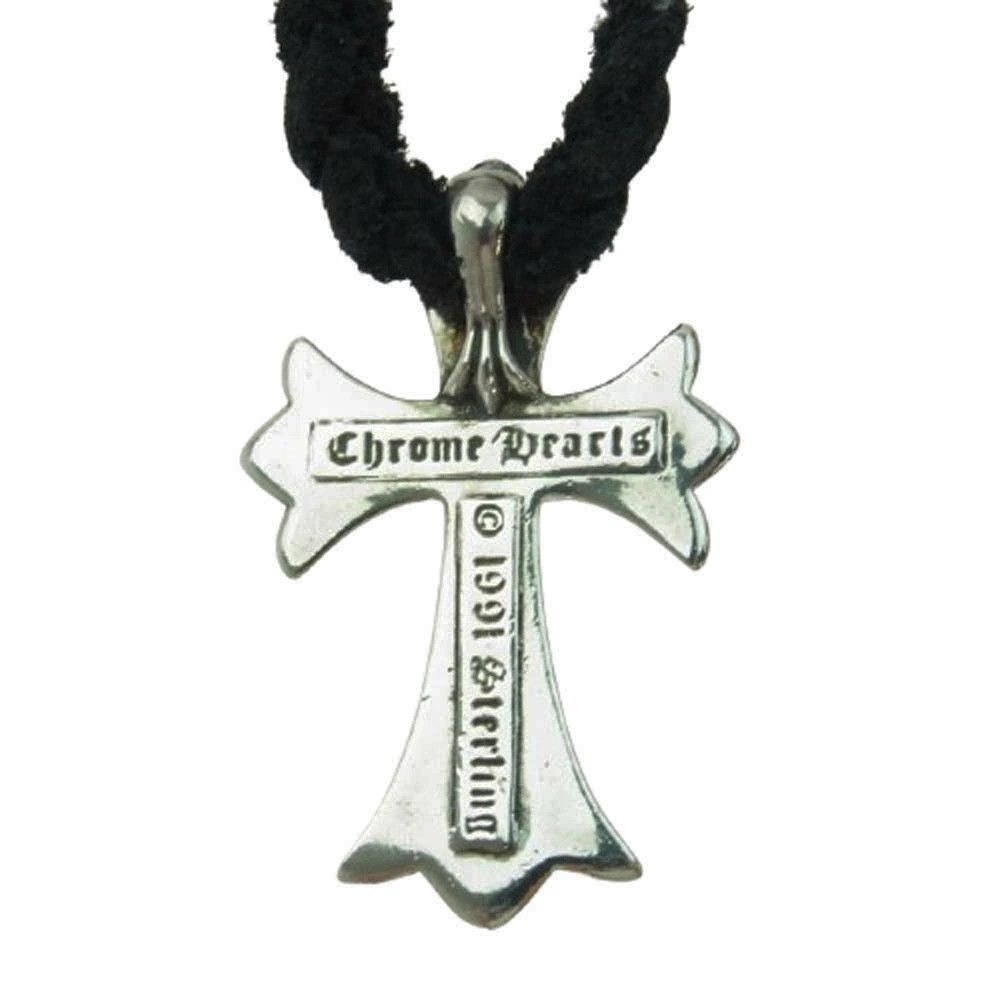 Chrome Hearts CHROME HEARTS SMALL CROSS PENDANT LEATHER BRAID NECKLACE Size ONE SIZE - 2 Thumbnail