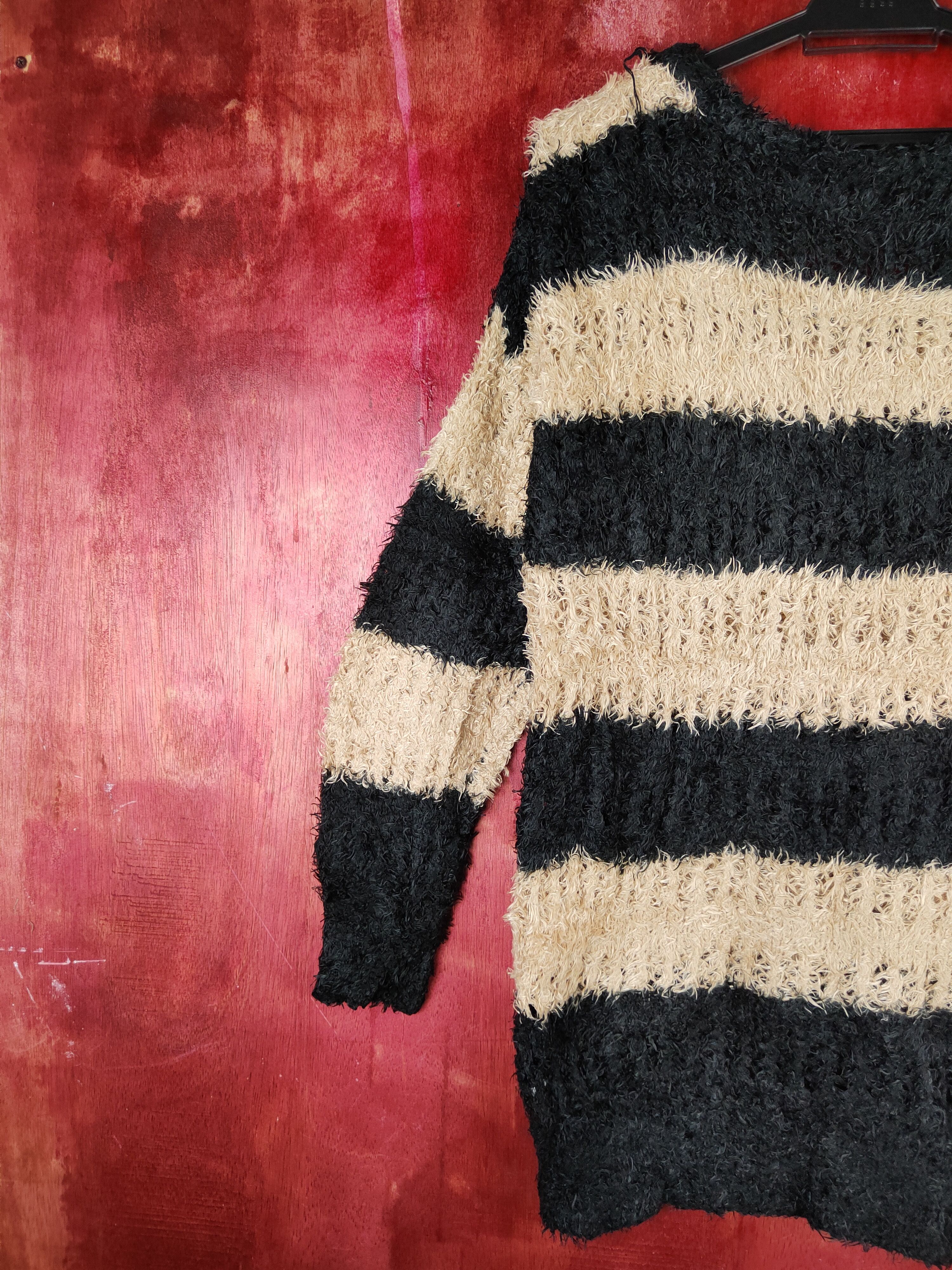 Homespun Knitwear × Japanese Brand × Solid and Striped Ingni Black Brown Shag Shaggy Fur Mohair Knitwear #S1954 Size M / US 6-8 / IT 42-44 - 8 Thumbnail
