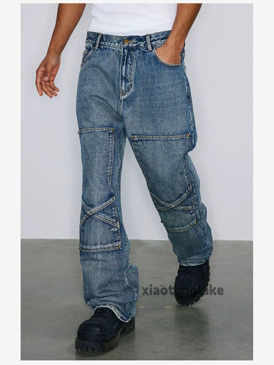 Jean × Vintage washed faded loose baggy carpenter workwear jeans Size US 36 / EU 52 - 4 Thumbnail