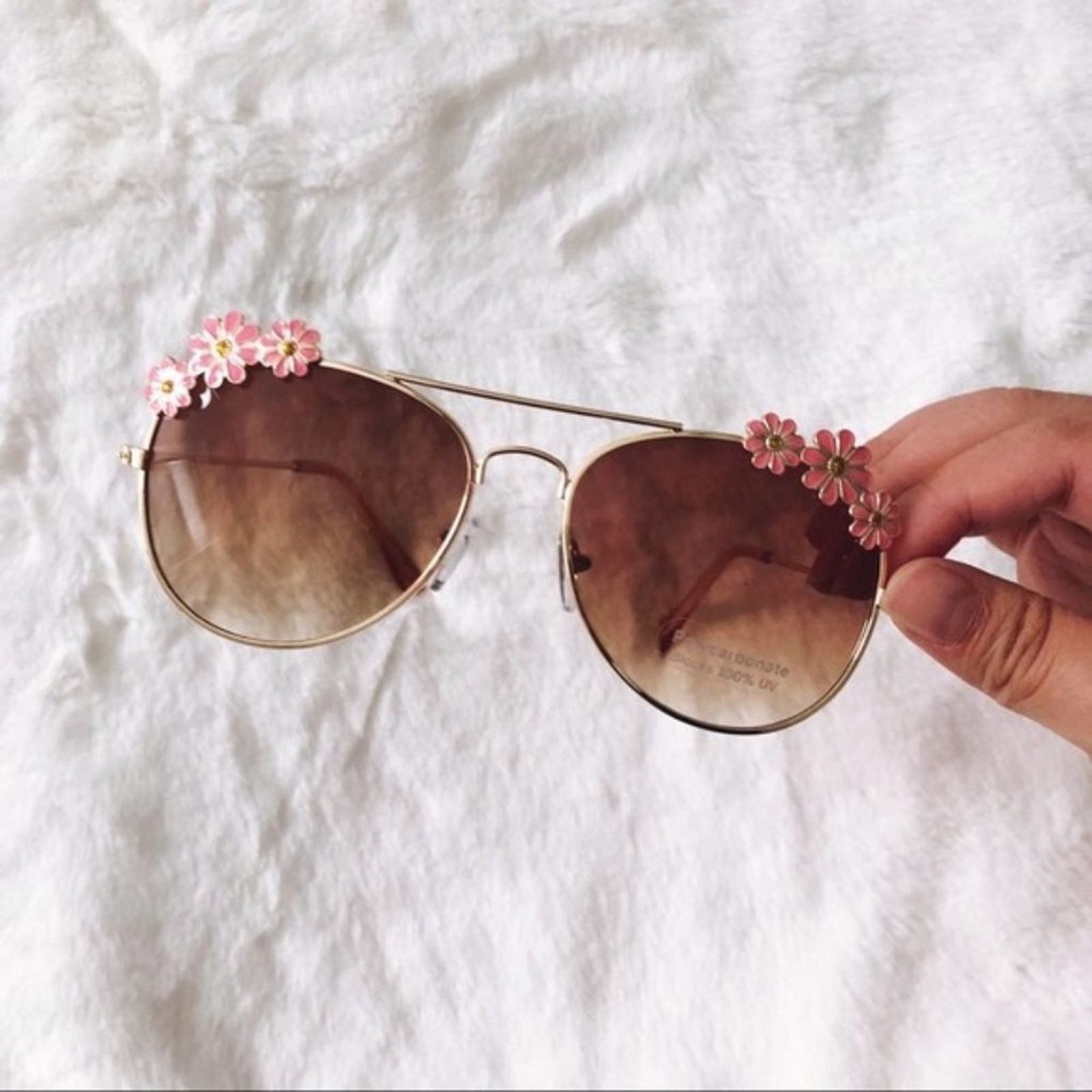 Other Flower Pink Gold Accented Trim Aviators Sunglasses Size ONE SIZE - 2 Thumbnail