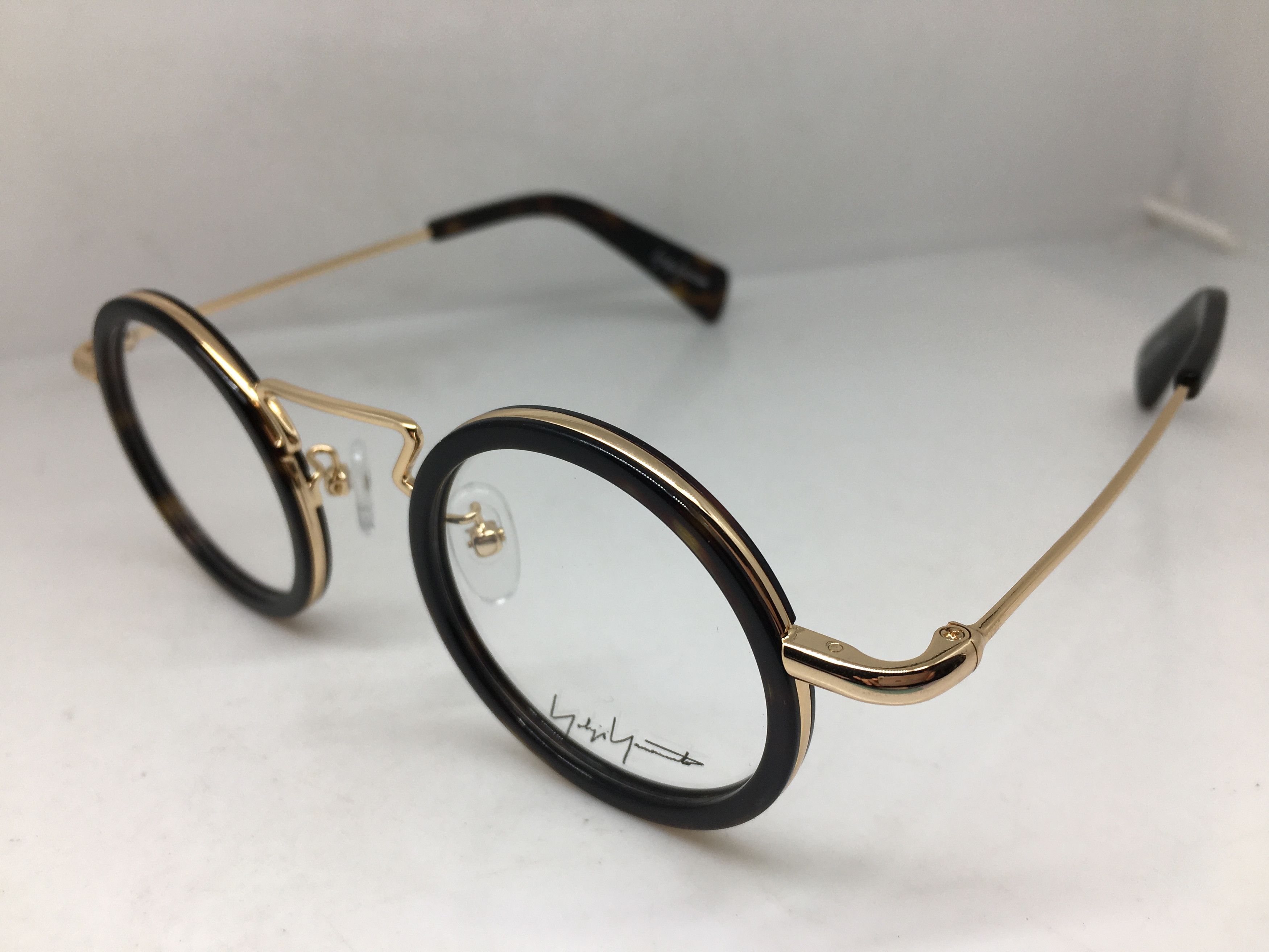 Yohji Yamamoto Yohji Yamamoto YY 1003 Gold Tortoise Rims Round Eyeglasses Size ONE SIZE - 5 Thumbnail