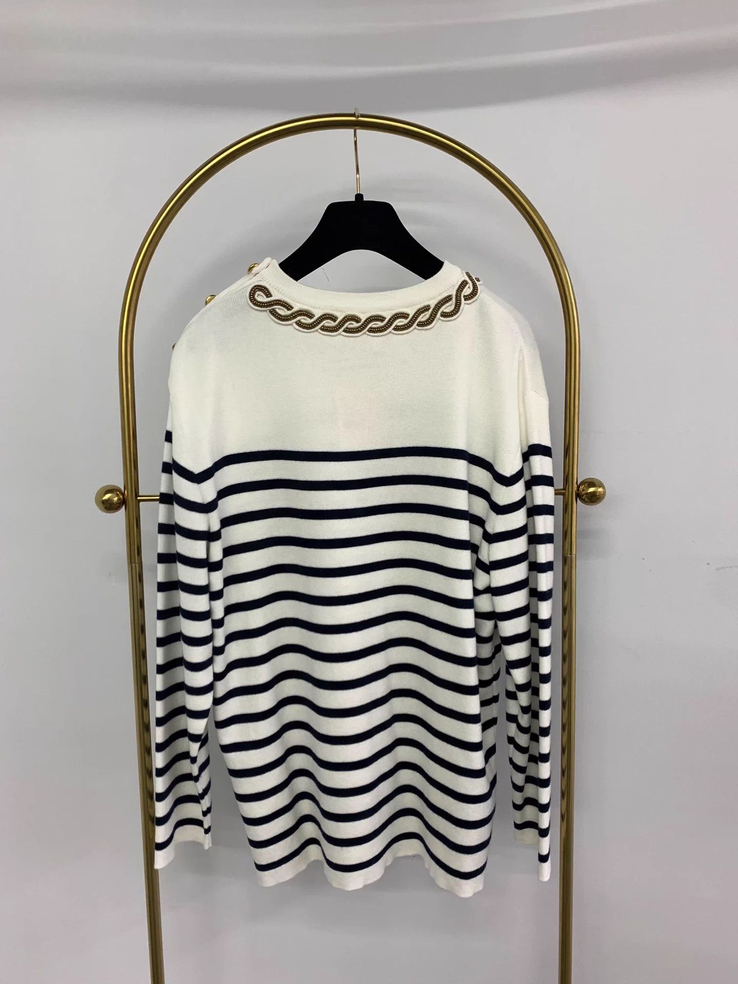 Valentino Valentino beaded black white gold button striped knit S new Size S / US 4 / IT 40 - 3 Thumbnail
