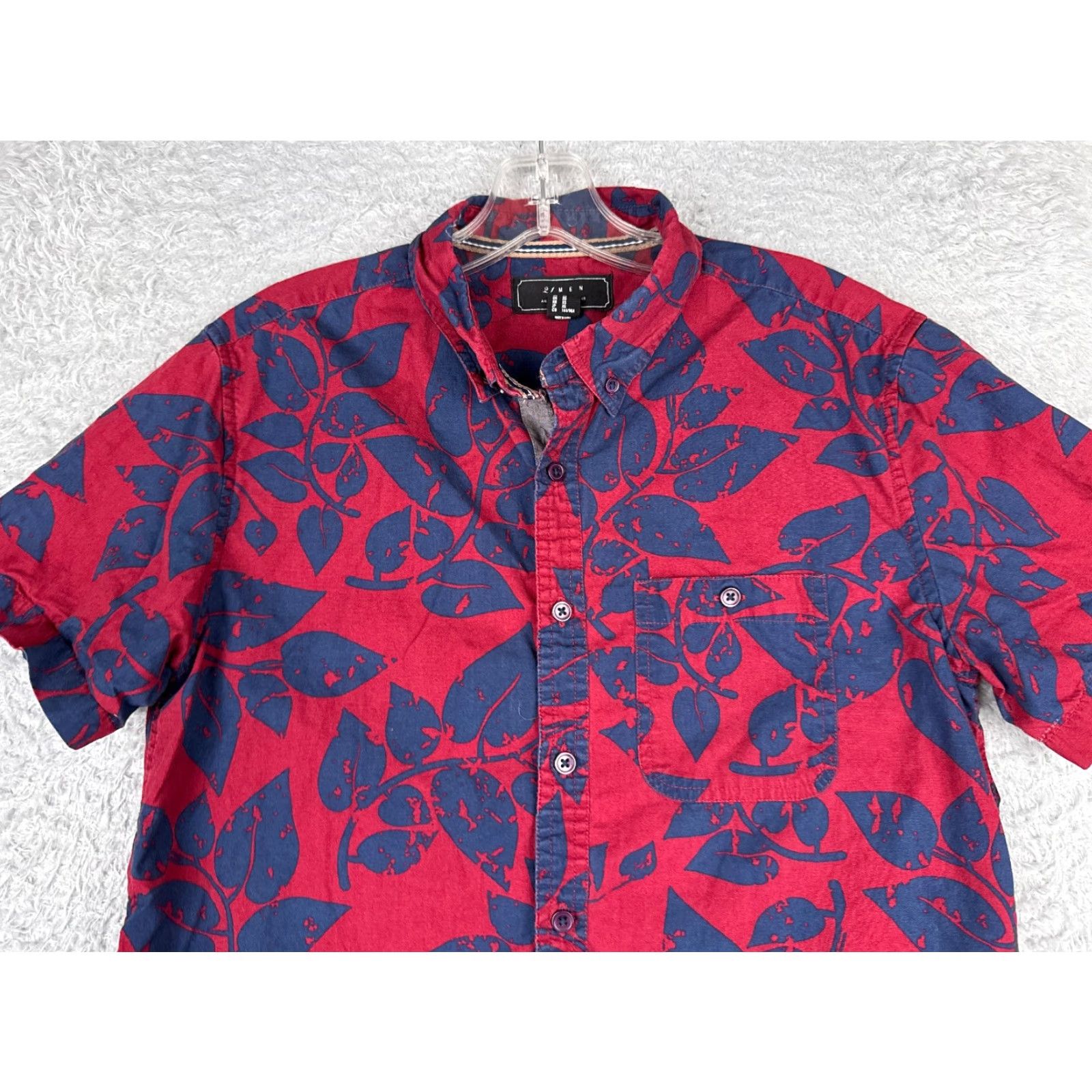 21 Men 21 MEN Men's Hawaiian Shirt Cotton Button-Up Short Sleeve XS Pink Floral Mens Size US XS / EU 42 / 0 - 4 Thumbnail