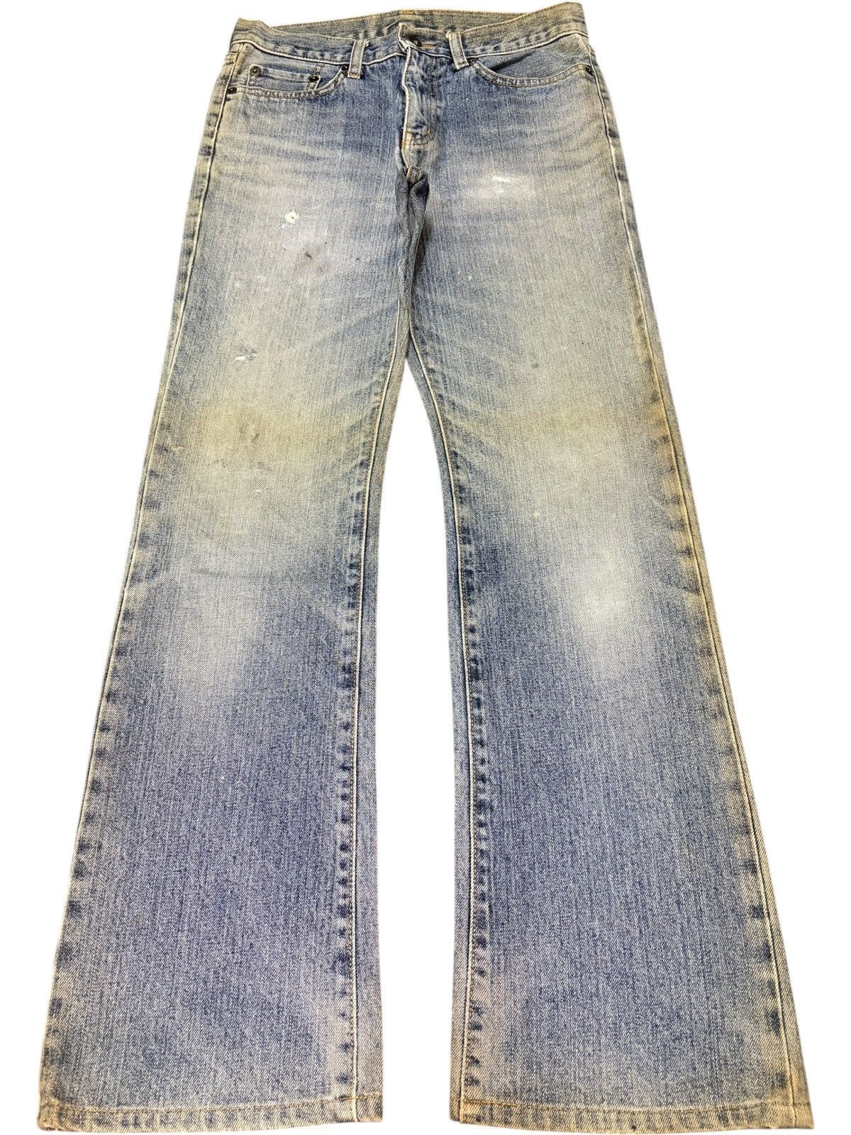 Vintage Japanese Uniqlo Mud Wash Distress Flare Jeans