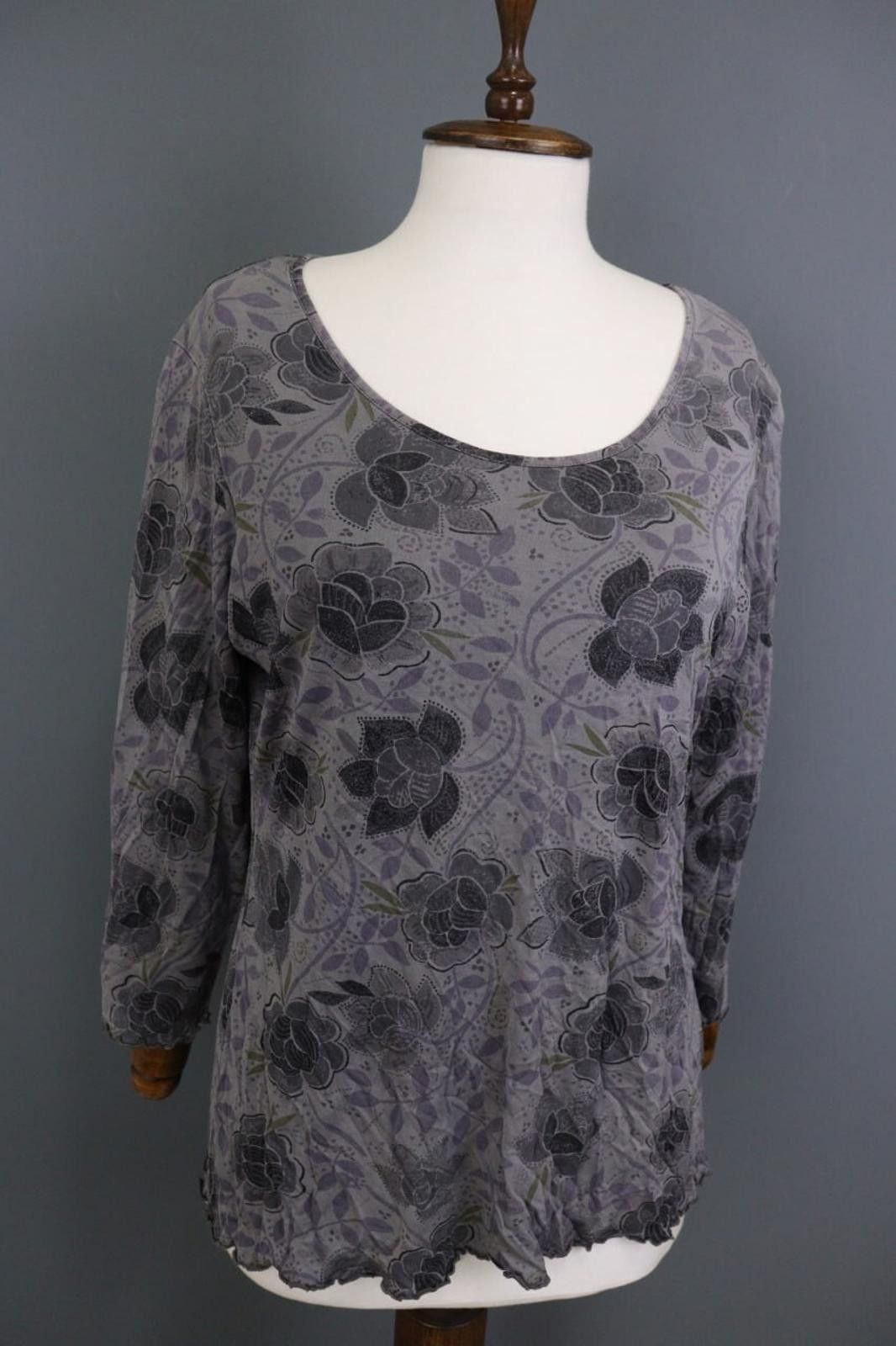 Designer Gudrun Sjoden Gray Floral Relaxed Blouse Shirt Size L Size L / US 10 / IT 46 - 7 Thumbnail