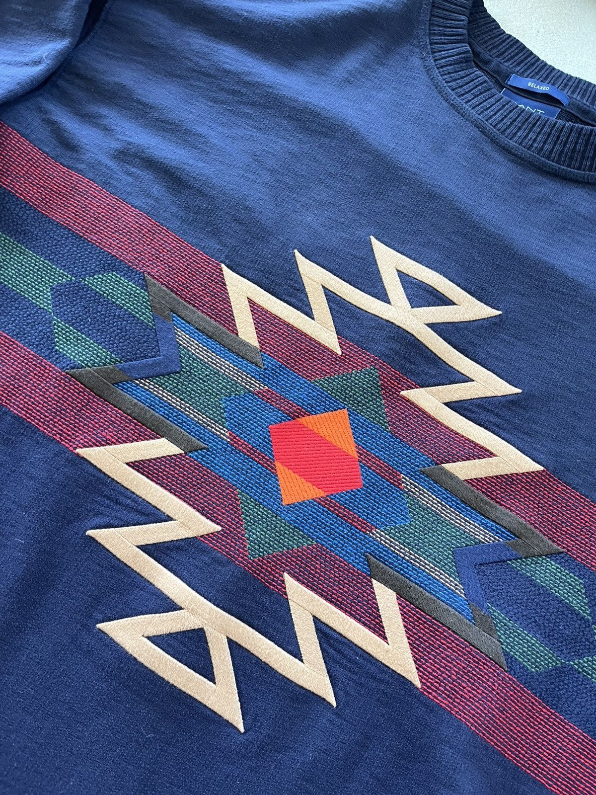 Gant Vintage Gant Knit Sweatshirt Navy Pattern Logo Crewneck Y2K Size US M / EU 48-50 / 2 - 8 Thumbnail