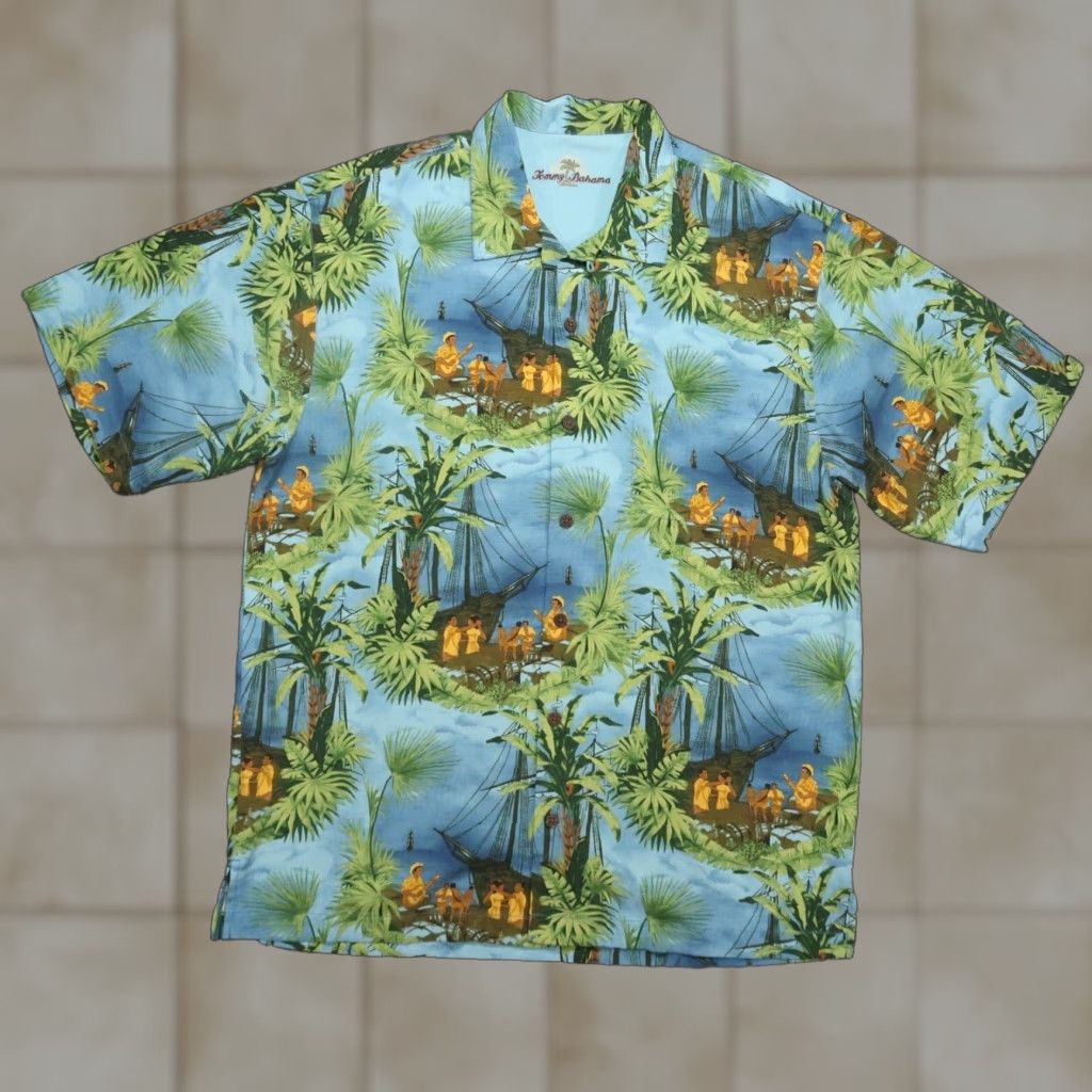 Tommy Bahama Tommy Bahama Shirt Men Medium Blue Green Silk Island Hawaiian Short Sleeve Mens Size US M / EU 48-50 / 2 - 1 Thumbnail