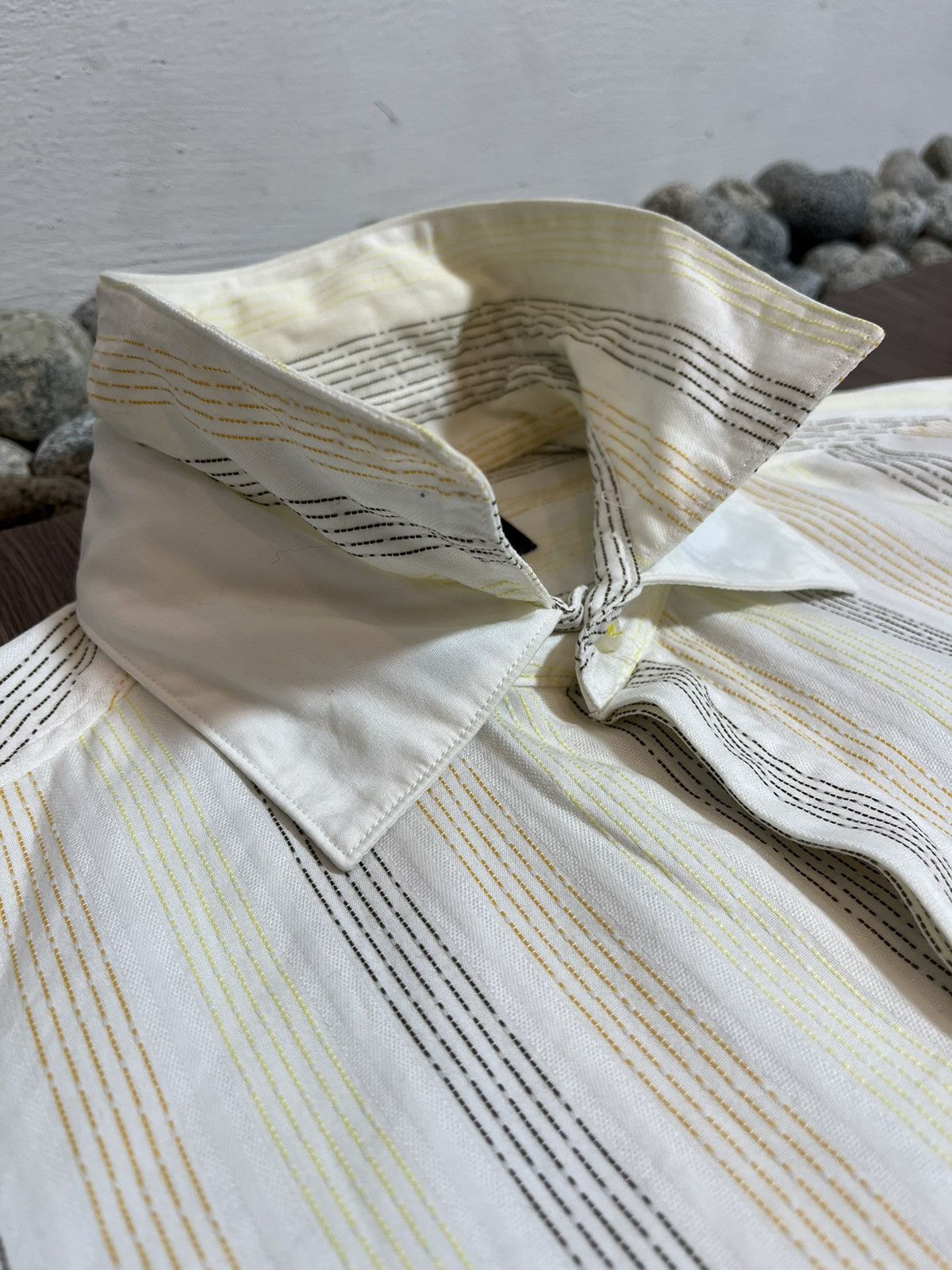 Matsuda × Nicole Club × Vintage Nicole Monsieur Double Collar Striped Button Shirt Size US L / EU 52-54 / 3 - 6 Thumbnail
