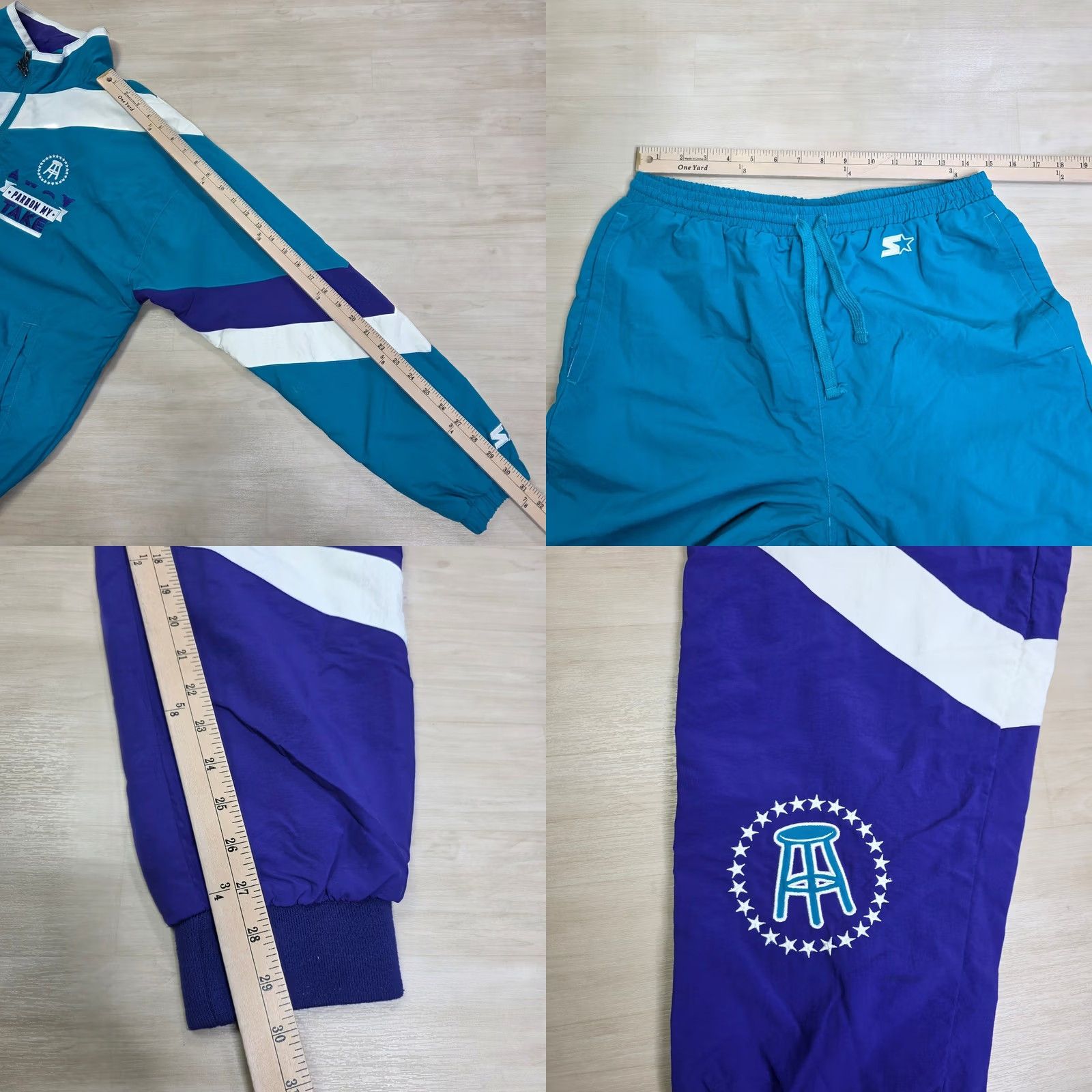Starter VINTAGE Starter Suit M Blue Pardon Take Black Label Barstool Track Teal Retro Size Size 40R - 8 Thumbnail