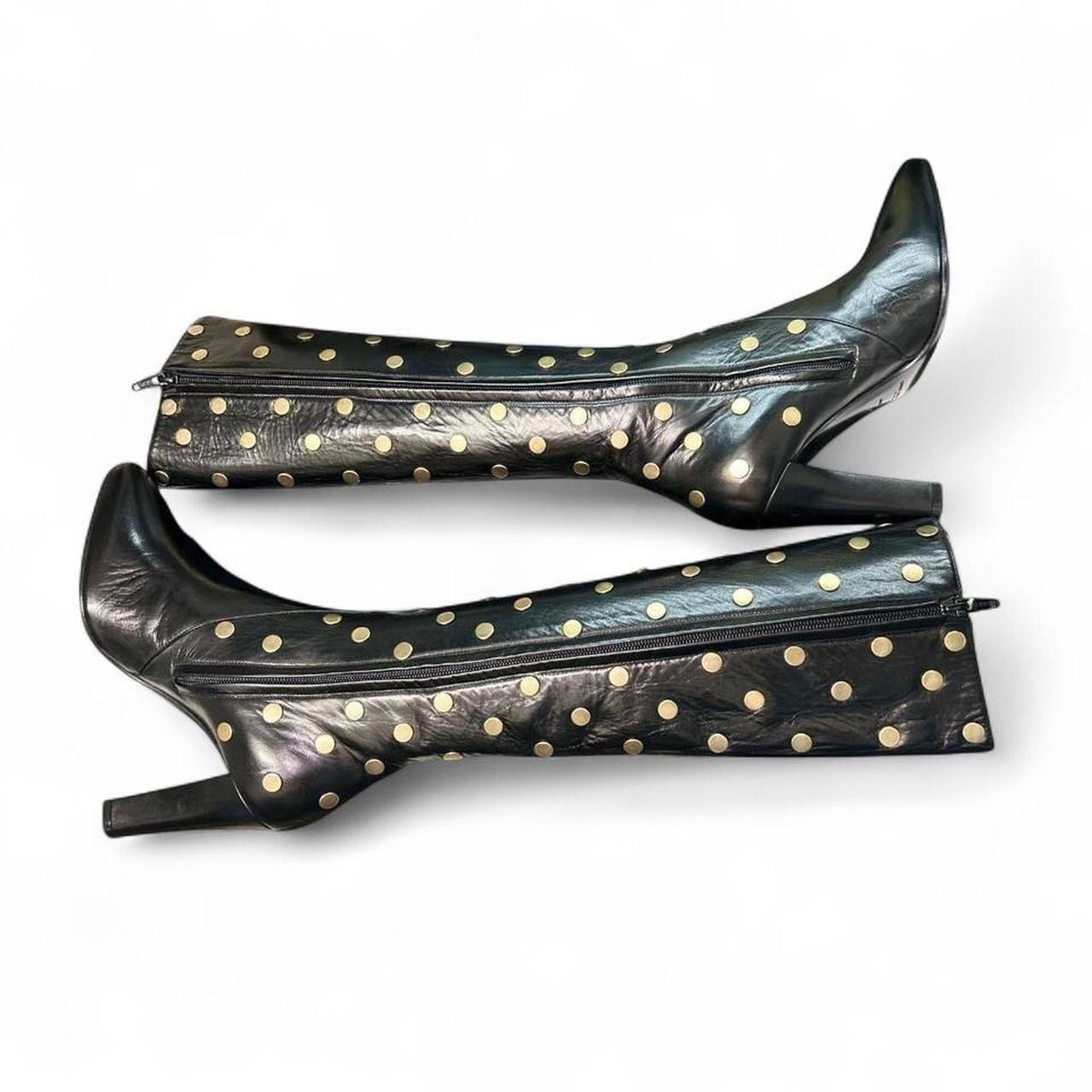 Saint Laurent Paris SAINT LAURENT Black knee-high Gold Stud leather boots Size US 9 / IT 39 - 7 Thumbnail