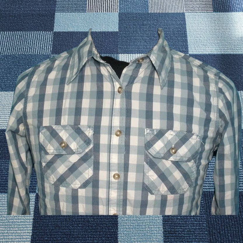 Carhartt Carhartt Women's Small Button Up Shirt Plaid Blue Roll Tab Sleeve 3/4 Sleeve Casual Shirt Size S / US 4 / IT 40 - 1 Thumbnail