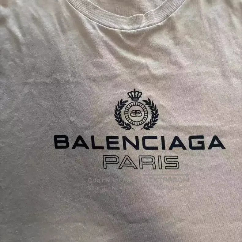 Balenciaga Balenciaga Khaki Crown Short Sleeve T-Shirt Size US M / EU 48-50 / 2 - 2 Thumbnail