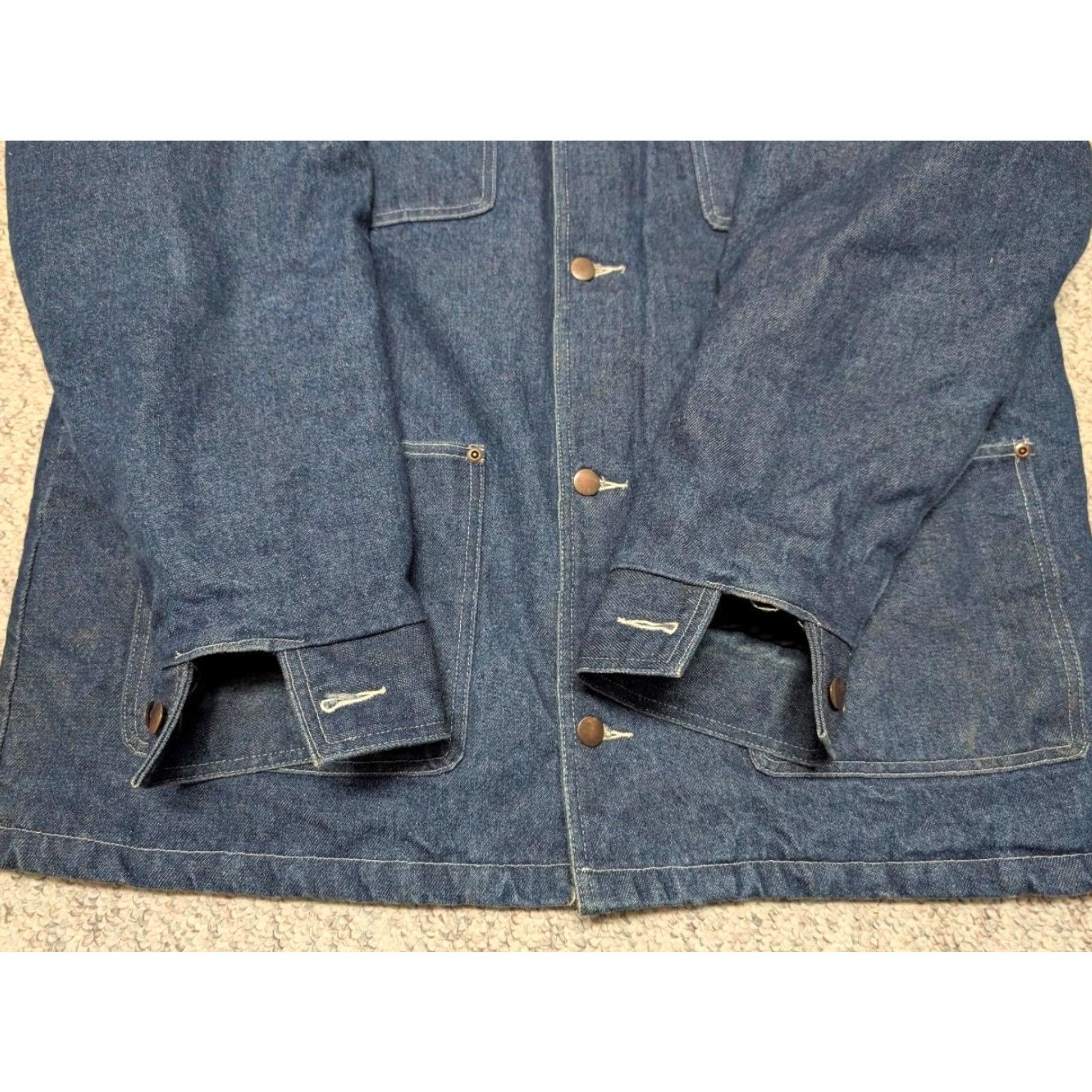 Carhartt VINTAGE Chore Coat Denim Coat XL Men Blue Canada 1990s Union Made Carhart Denim Leather Outer Shell Solid 46-48 Chest Size US XL / EU 56 / 4 - 8 Thumbnail