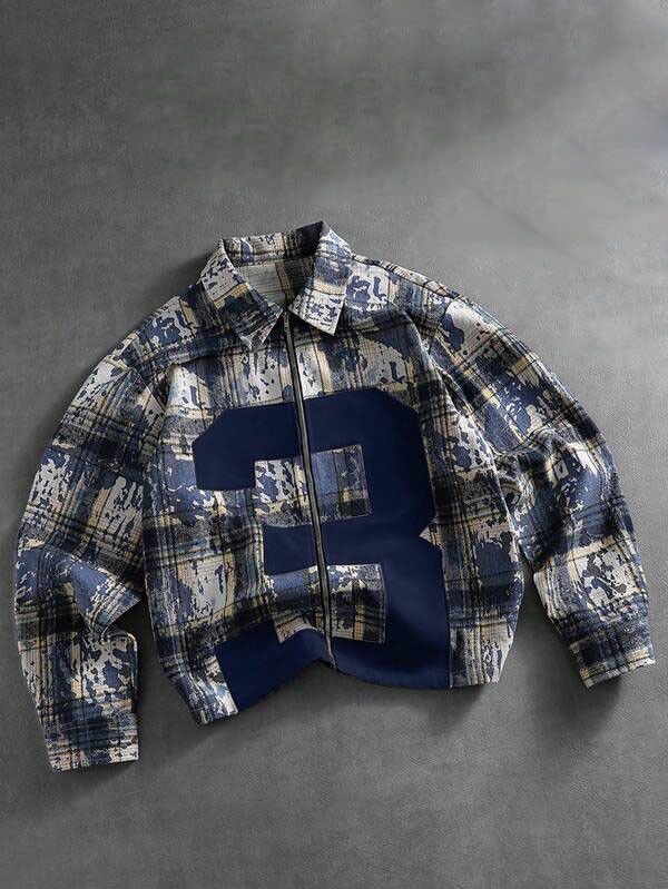 Japanese Brand Plaid Distressed Patchwork Jacket embroidered number 3 Size US L / EU 52-54 / 3 - 2 Thumbnail