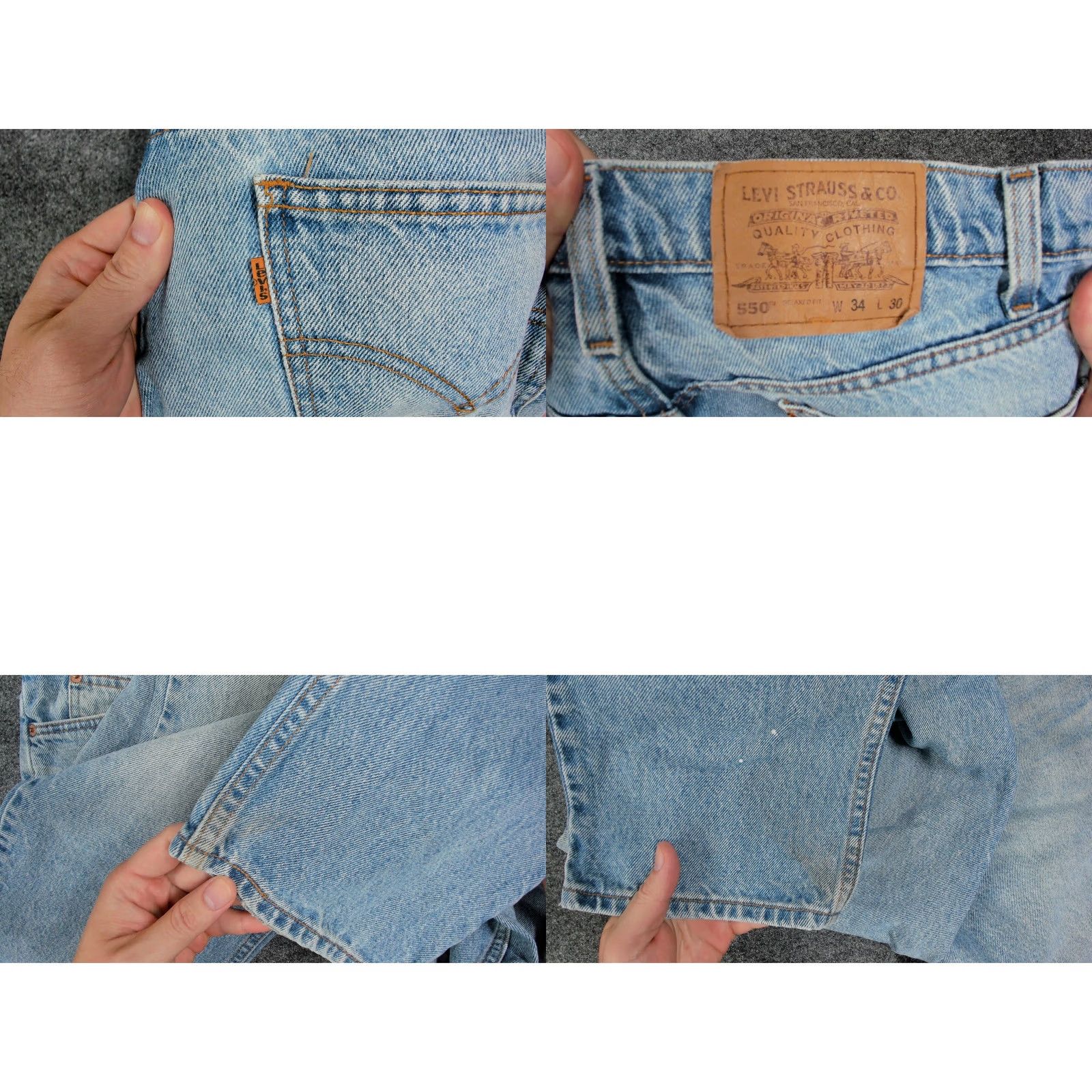 Levi's VINTAGE Levis 550 Jeans Orange Tab Stonewash Faded Relaxed Mens 34x31 Size US 34 / EU 50 - 9 Thumbnail