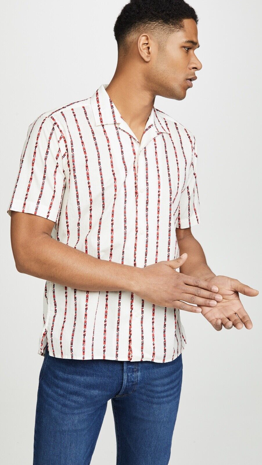 image of Gitman Bros Vintage Gitman Vintage Nautical Camp Shirt in White, Men's (Size 2XL)