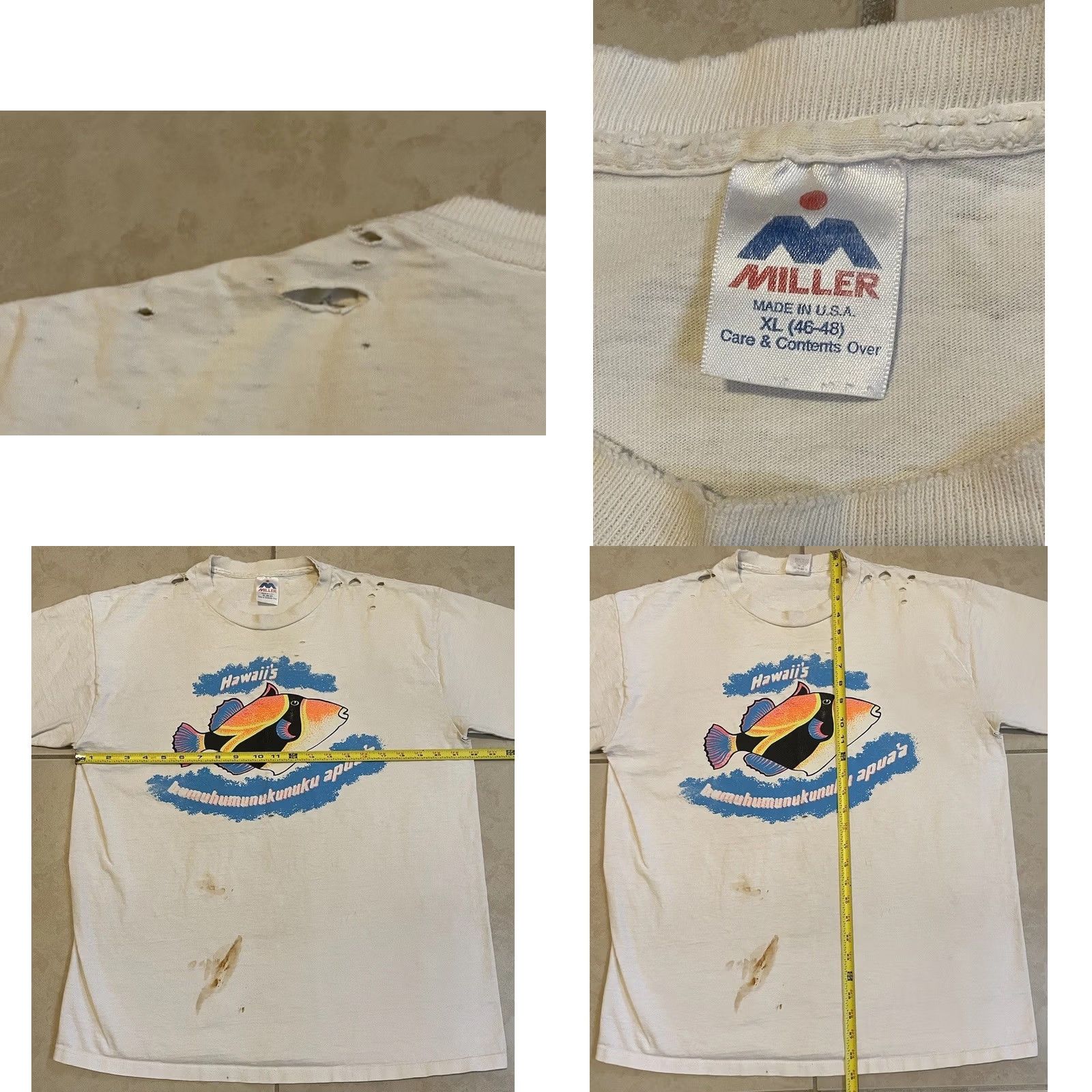 Thrasher VINTAGE 90s Hawaii Humuhumunukunukuapuaʻa Thrashed Faded Distressed White XL T-Shirt Mens Casual Beach Surf Grunge OP Size US XL / EU 56 / 4 - 11 Thumbnail