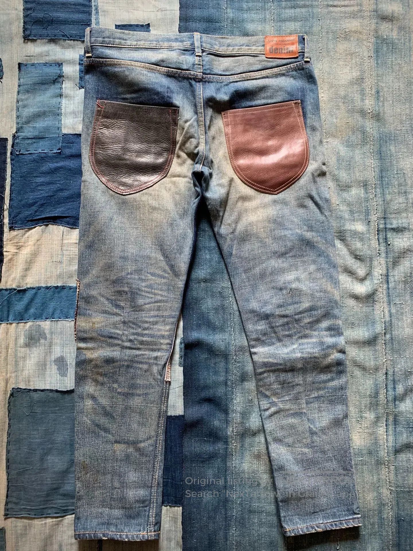 Junya Watanabe Junya Watanabe Patchwork Leather Denim Jeans. Size US 26 / EU 42 - 2 Thumbnail