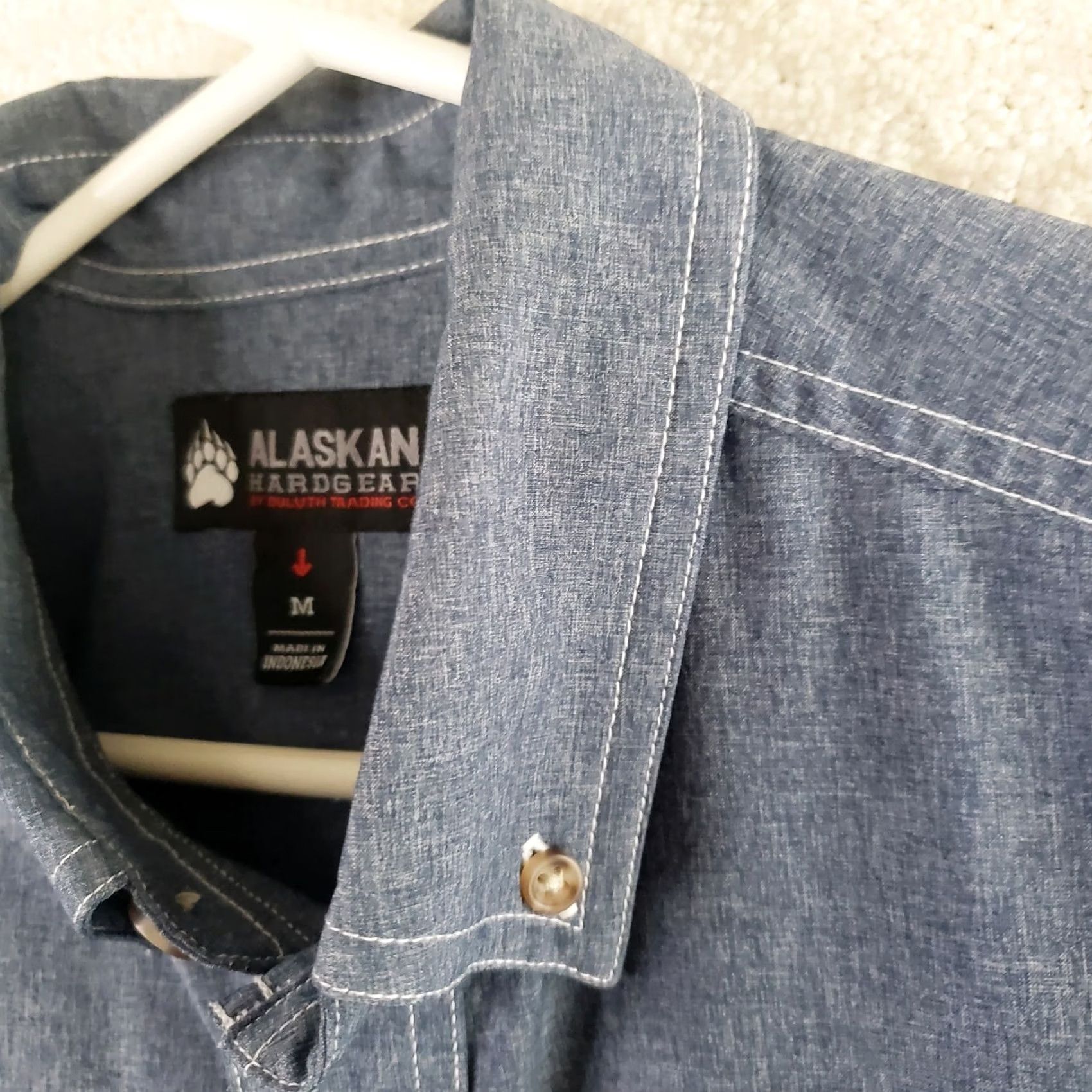 CO VINTAGE Alaskan Hardgear Duluth Trading Co Mens M Blue Denim Chambray Button Up Shirt Size US M / EU 48-50 / 2 - 6 Thumbnail