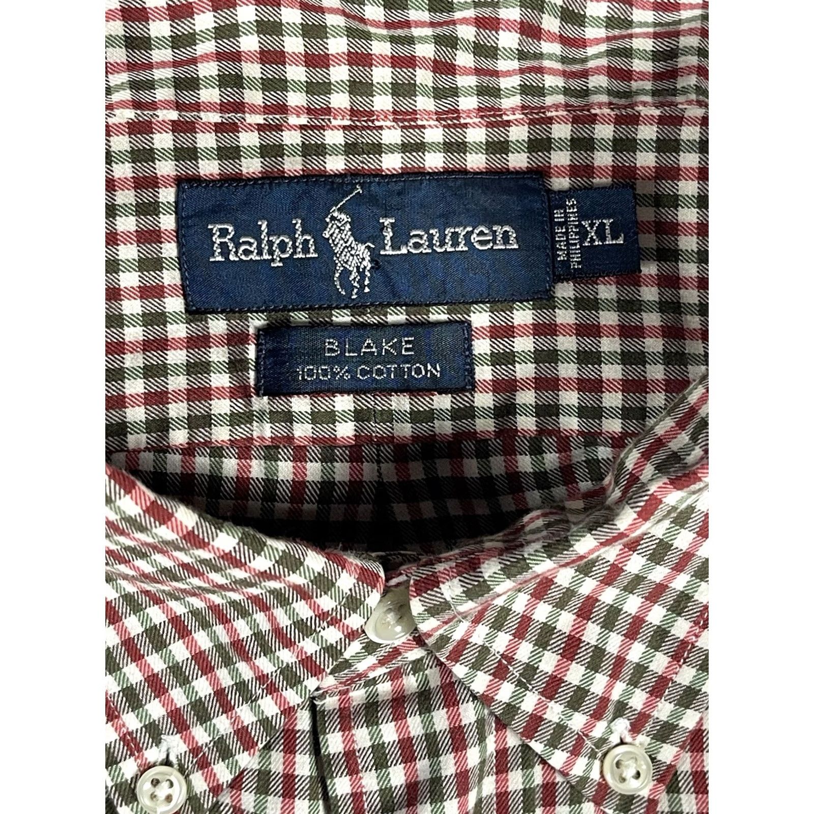 Ralph Lauren Ralph Lauren Blake Button Shirt Men XL Polo Logo Green Red Check Long Sleeve Size US XL / EU 56 / 4 - 4 Thumbnail
