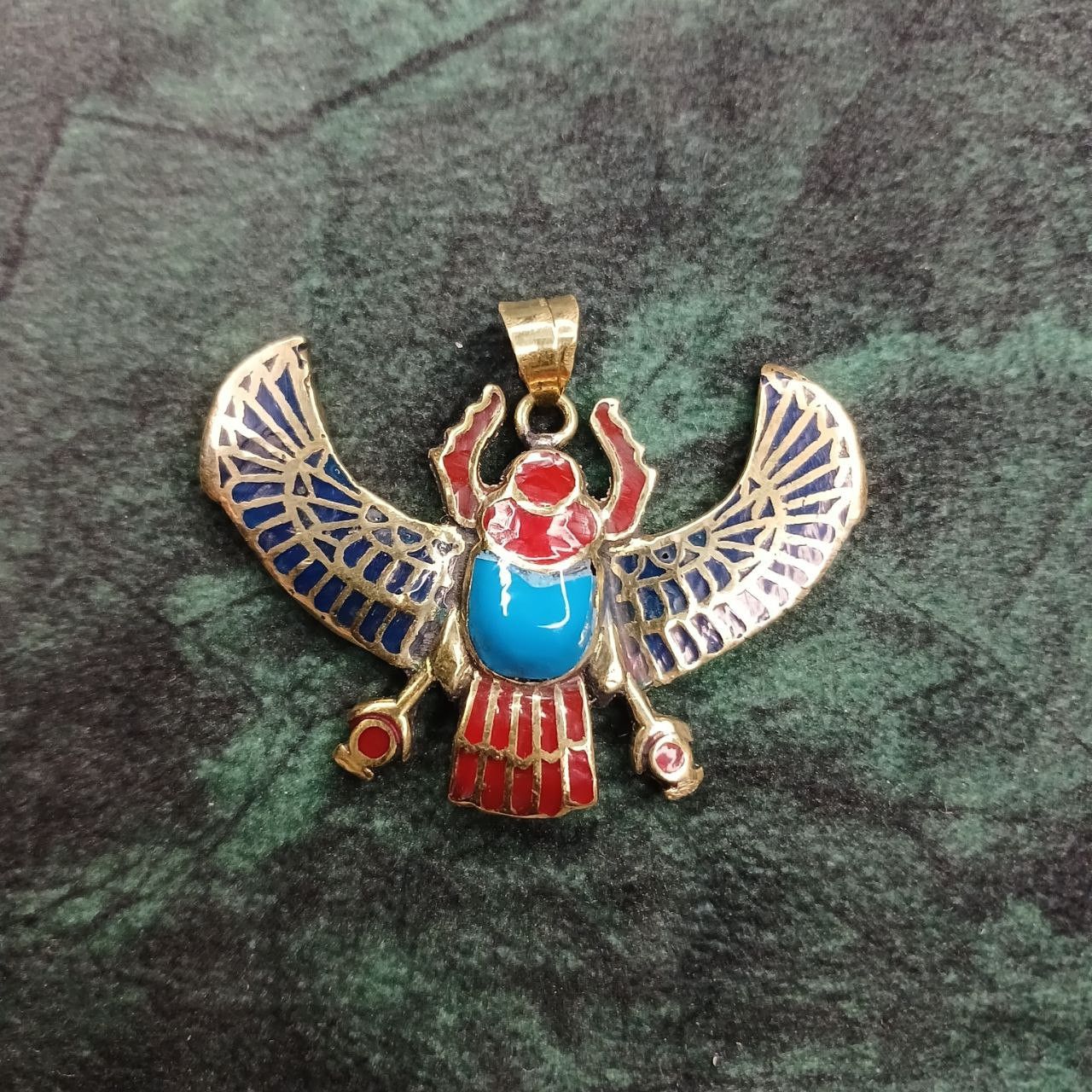 Handmade Beetle Necklace Antique Egyptian Gold Plated Turquoise Stone Size ONE SIZE - 7 Thumbnail