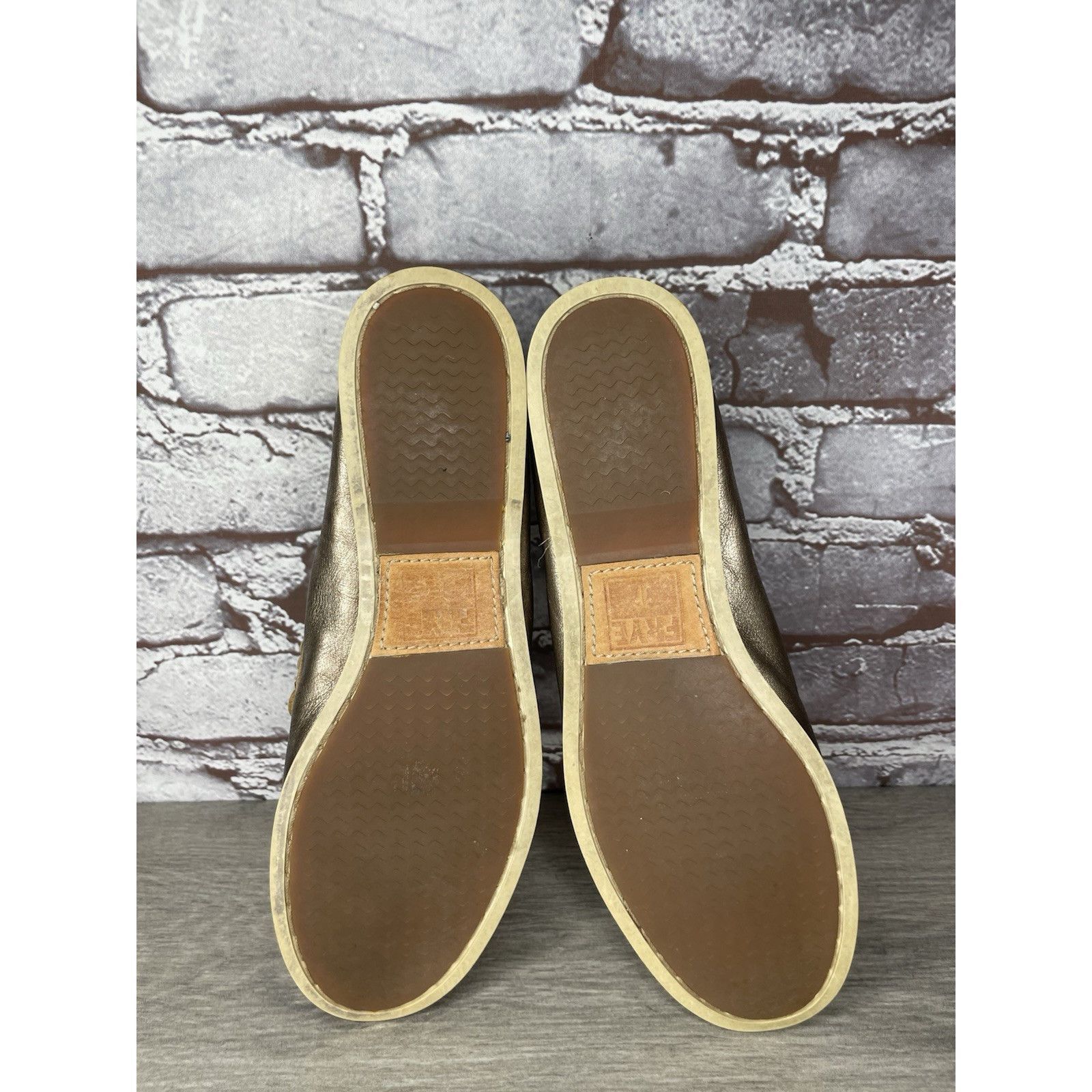 Frye FRYE Quincy Tie Leather Metallic Deck Shoes Gold Boat Shoes Size US 8 / IT 38 - 7 Thumbnail