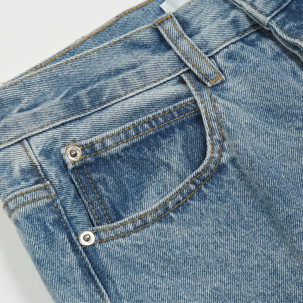 Japanese Brand Men's American loose straight washed distressed jeans Size US 32 / EU 48 - 3 Thumbnail