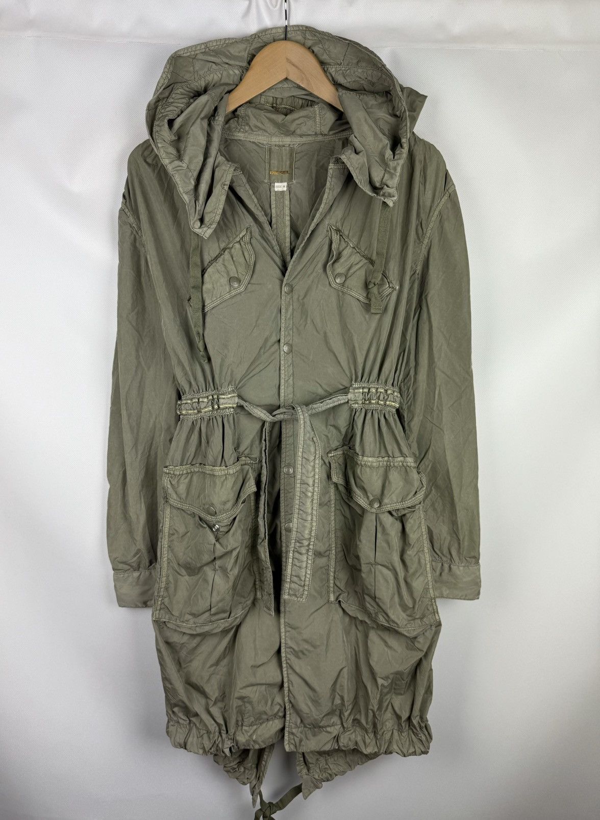 Diesel × Vintage Diesel Vintage Y2K Ladies Nylon Fishtail Hooded Parka Jacket Size M / US 6-8 / IT 42-44 - 1 Thumbnail
