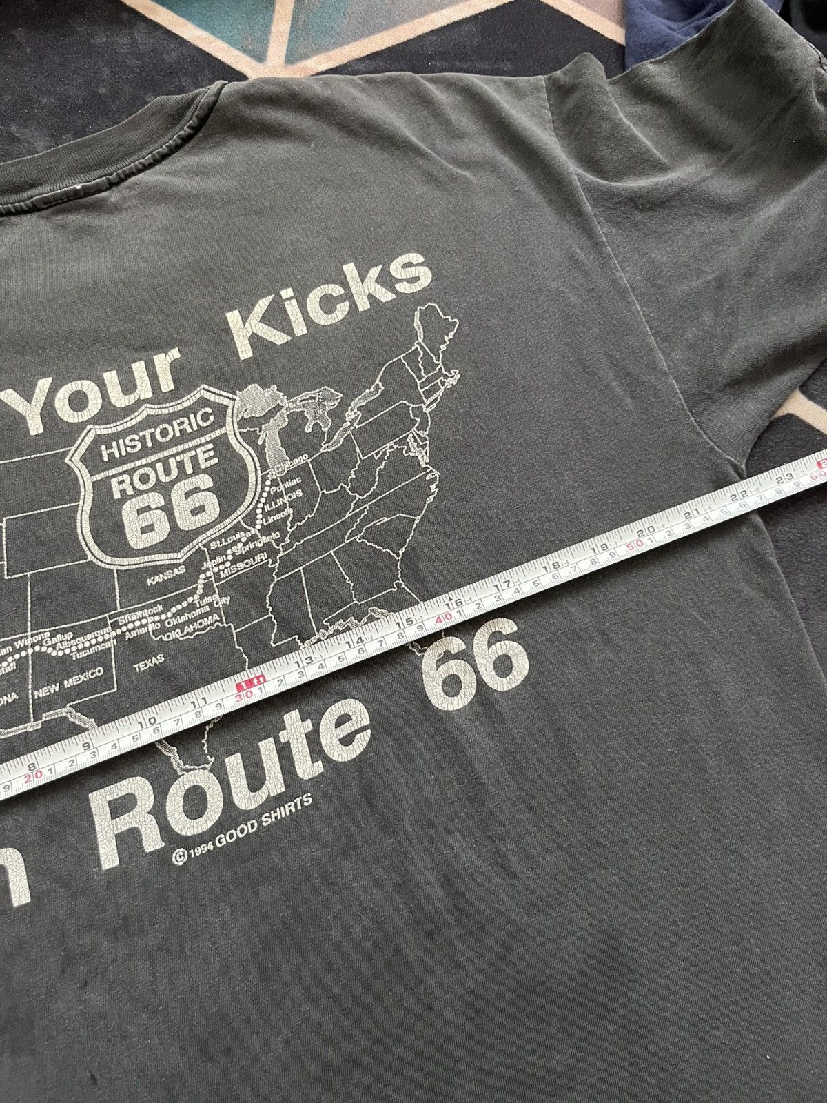 Rap Tees 💥Crazy Sunfaded Route 66 Backhit Get Your Kicks 1994 Size US L / EU 52-54 / 3 - 13 Thumbnail