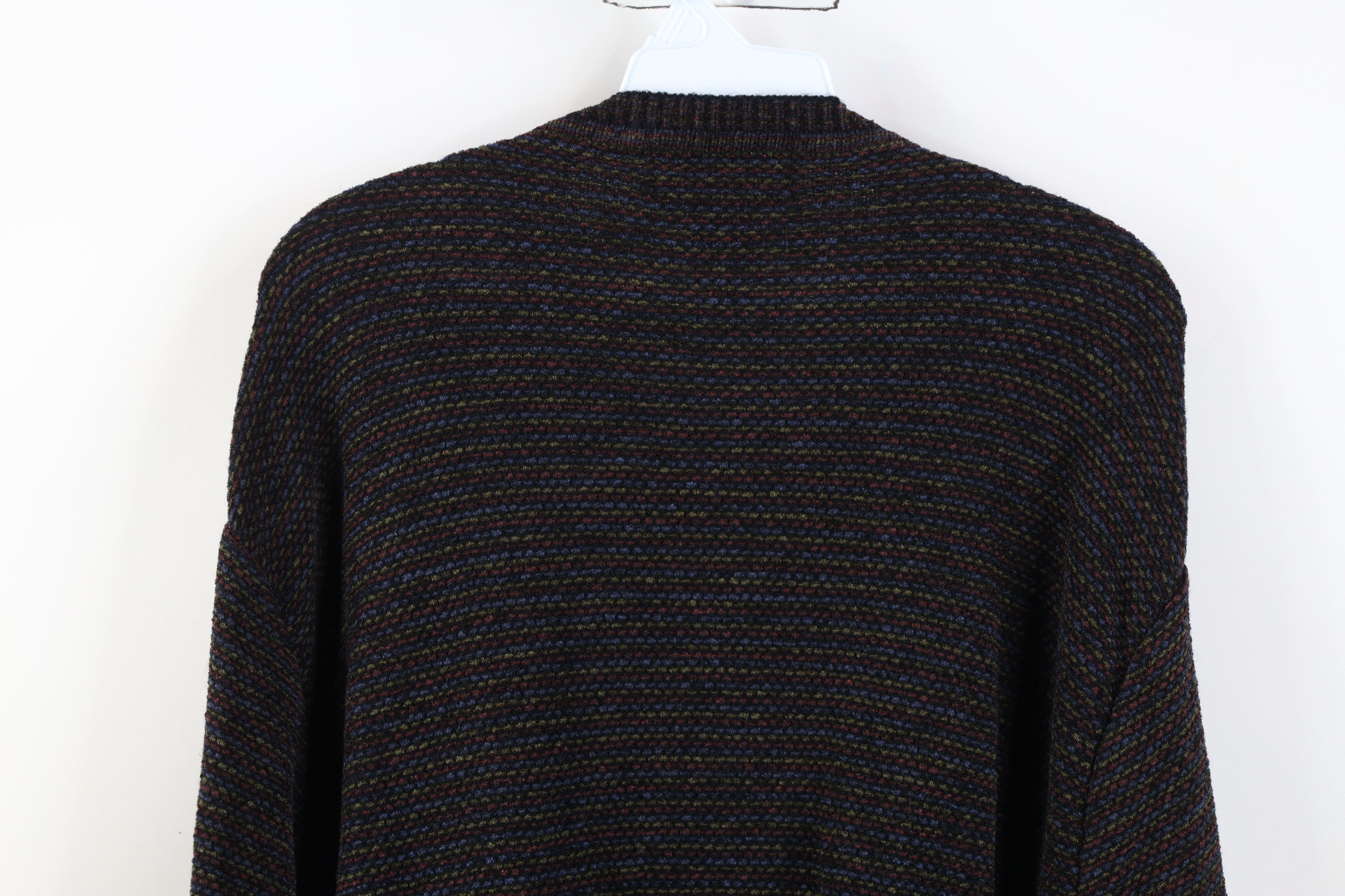 Vintage Vintage 90s Streetwear Striped Knit Fleece Crewneck Sweater Size US XL / EU 56 / 4 - 8 Thumbnail