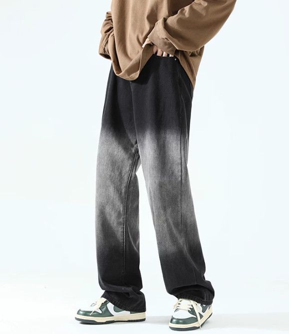 Japanese Brand Men's Trendy Loose-Fit Straight-Leg Gradient-Wash Jeans Size US 32 / EU 48 - 3 Thumbnail