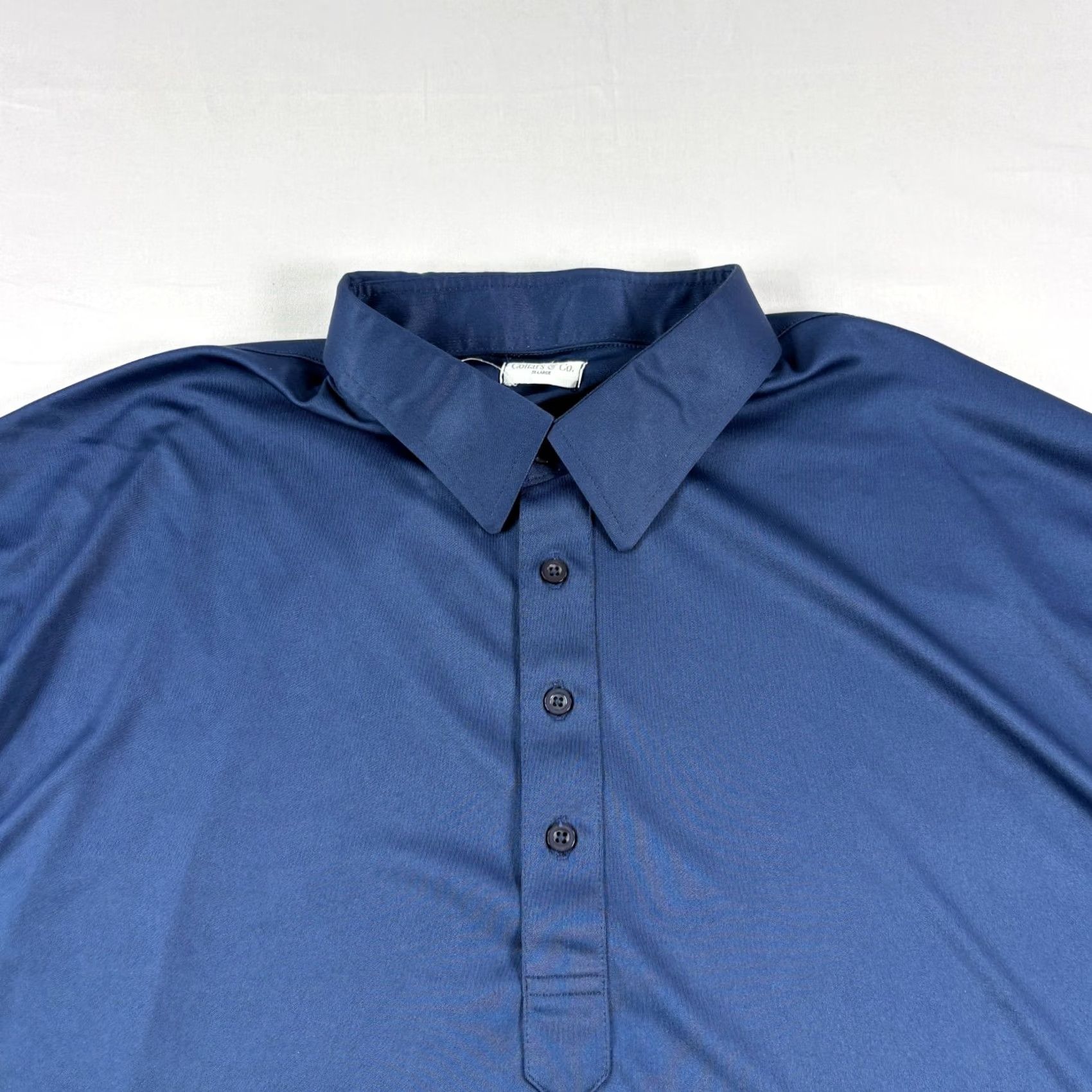 CO Collars & Co Polo Shirt Men 3XL Blue Short Sleeve Button Collared Solid Preppy Stretch Golf Performance Size US XXL / EU 58 / 5 - 2 Thumbnail