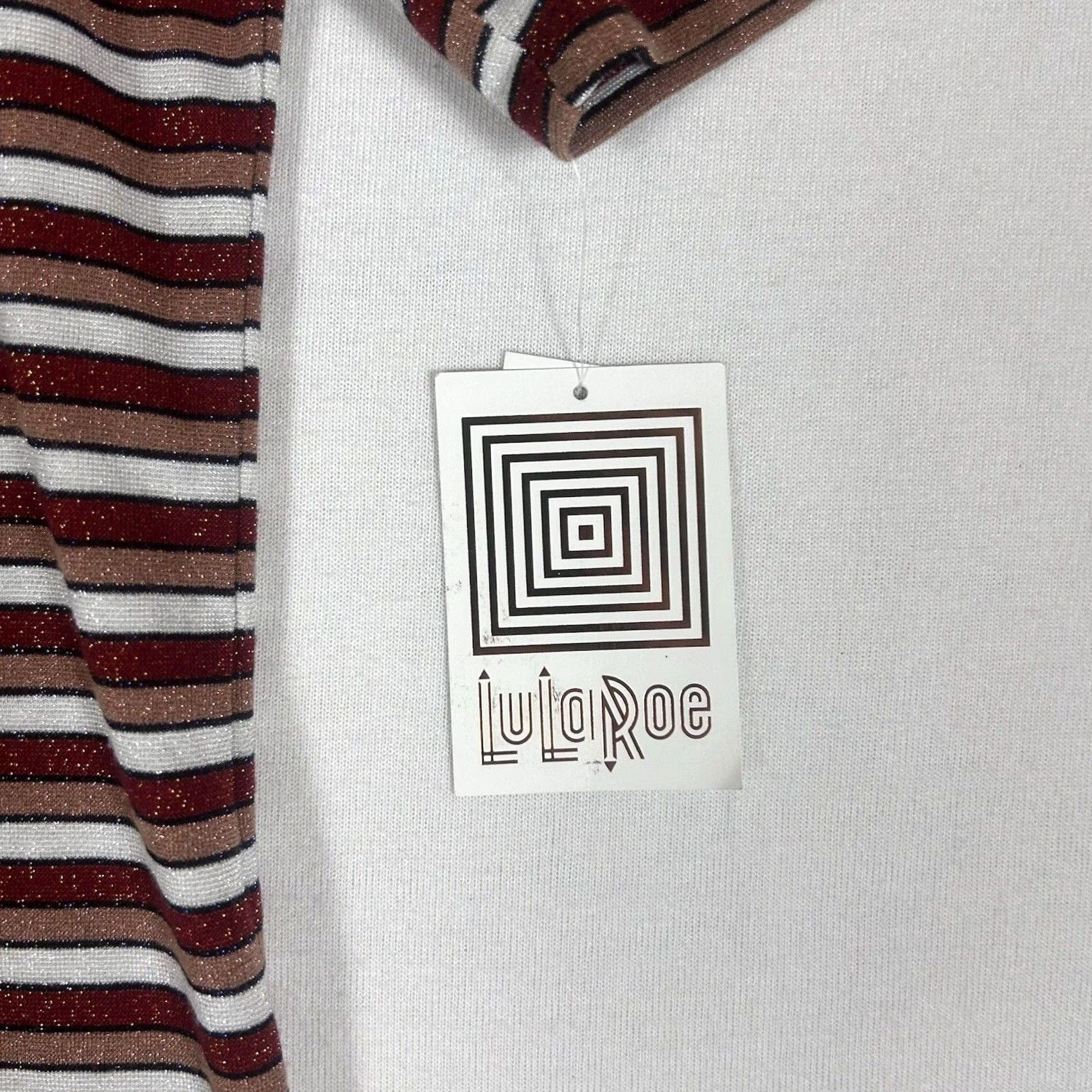Vintage LuLaRoe Gigi Short Sleeve Shirt Womens L Striped Stretch NWT Rainbow Tunic Top Size L / US 10 / IT 46 - 2 Thumbnail