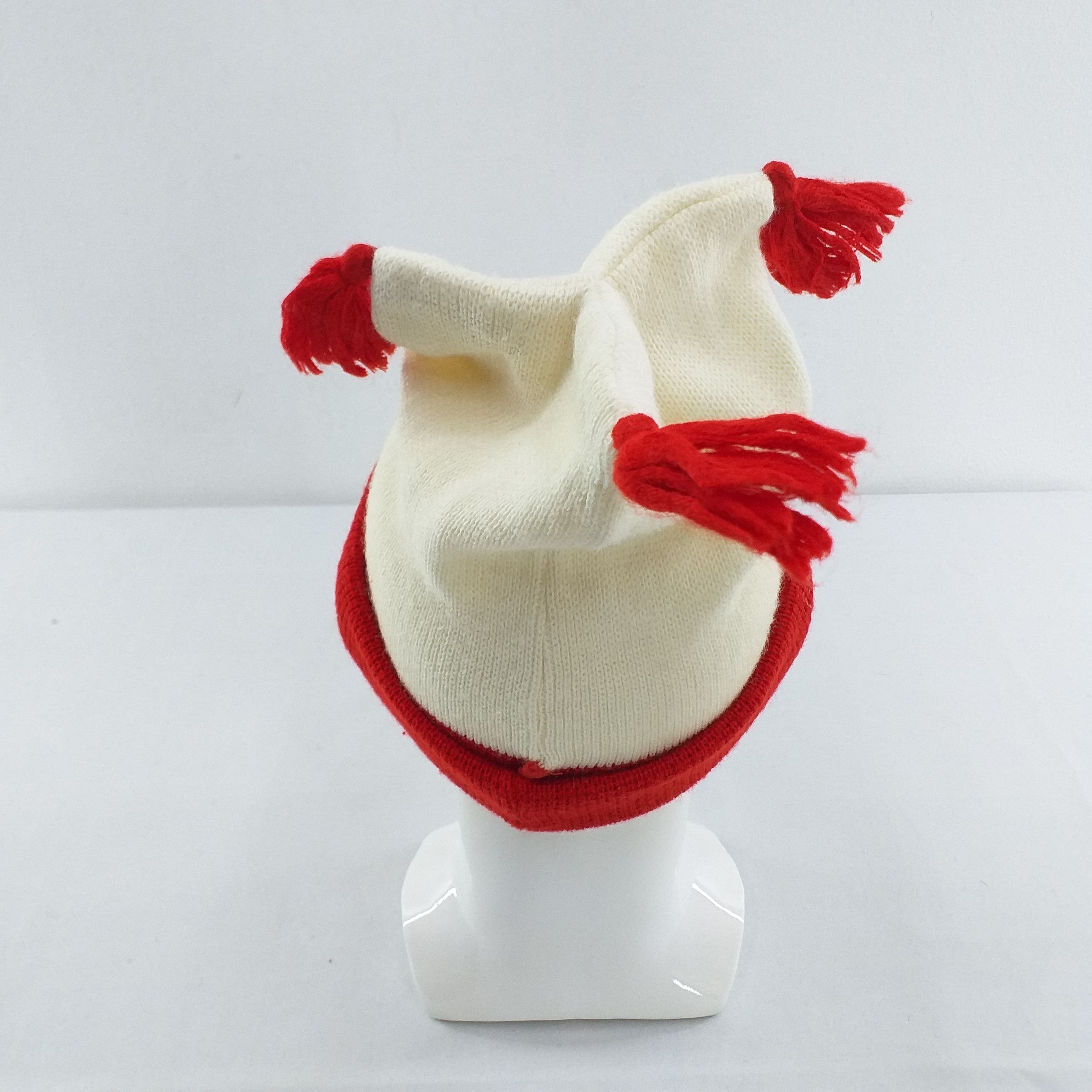 Japanese Brand Plain White and Red Snow Cap Beanie Hat BN021 Size ONE SIZE - 2 Thumbnail