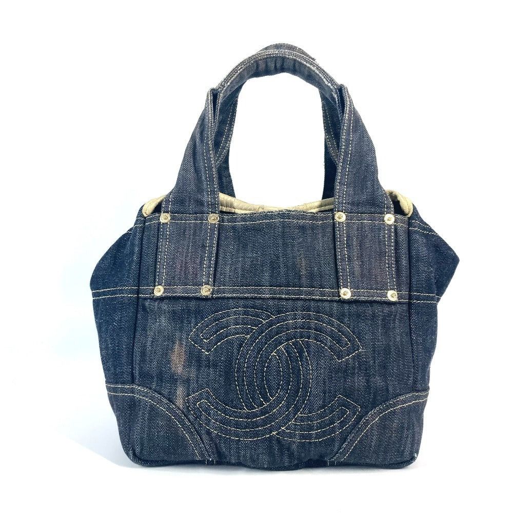Chanel A31985 Sparkling Denim Cc Coma Mark Tote Bag Briefcase Handbag Women Blue