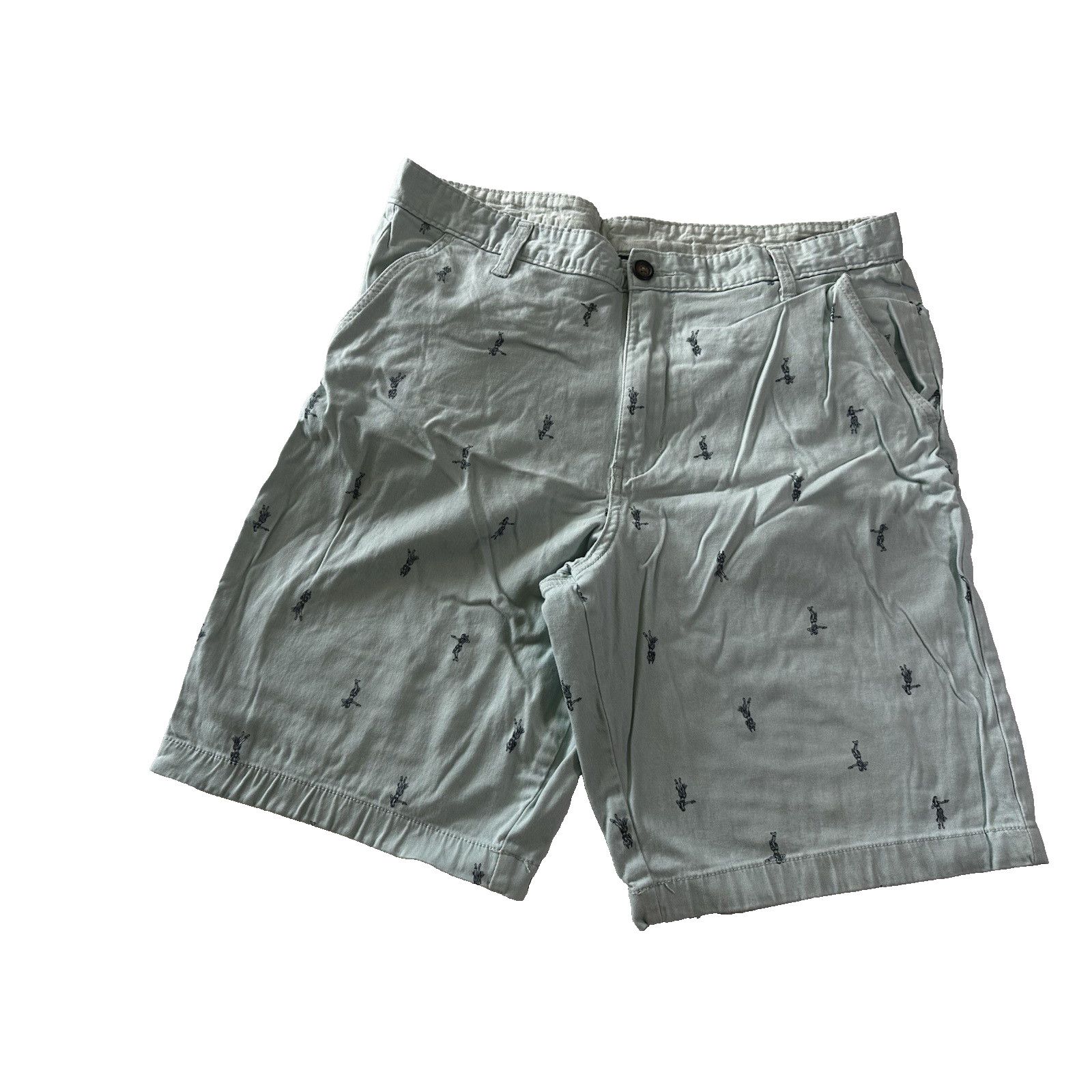George George Chino Shorts Teal Hawaiian Dancers Sz34 Tropical Golf Size US 34 / EU 50 - 1 Thumbnail