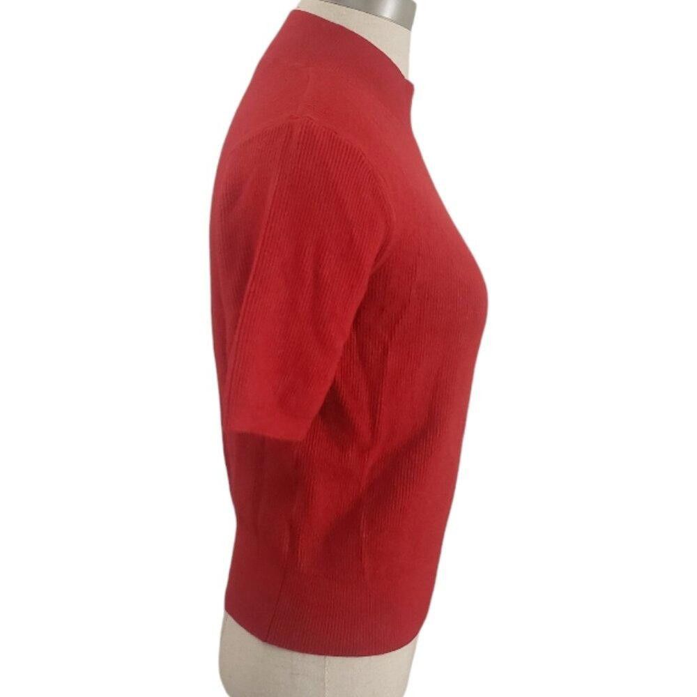 Mango CT1980 Mango MNG Short Sleeved Cropped Ribbed Sweater L Size L / US 10 / IT 46 - 3 Thumbnail