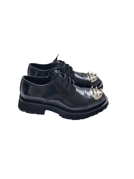 Alexander Mcqueen Studded Toe Lace Up Leather Shoes Eu43 in Black, Men's (Size 10)