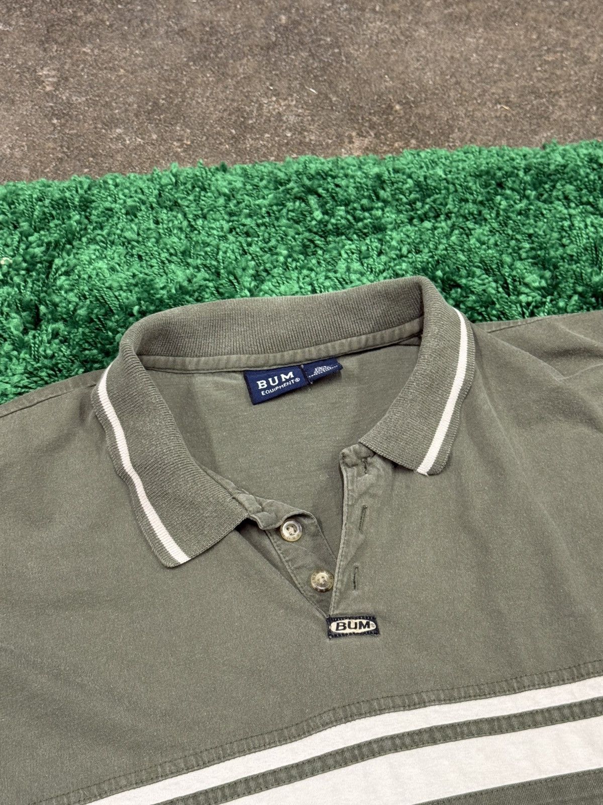 B.U.M Equipment × Vintage B.U.M Equipment Olive Green Polo 90s Y2k Stoner BUM Size US L / EU 52-54 / 3 - 3 Thumbnail