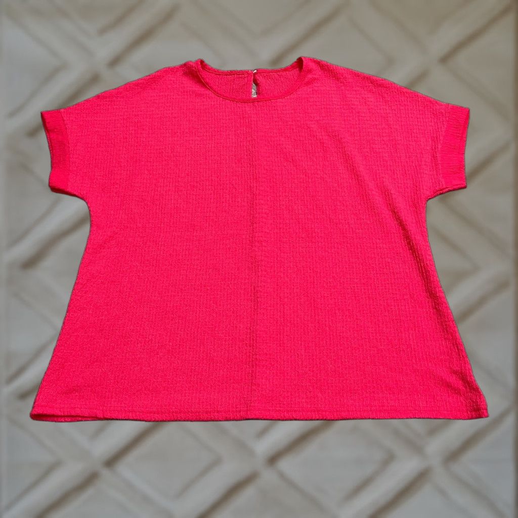 Pinko Unbranded textured Crepe Blouse Womens 2XL Pink Dolman Sleeve Crew Neck Casual Shirt Ladies Blouse Size XXL / US 16-18 / IT 52-54 - 1 Thumbnail