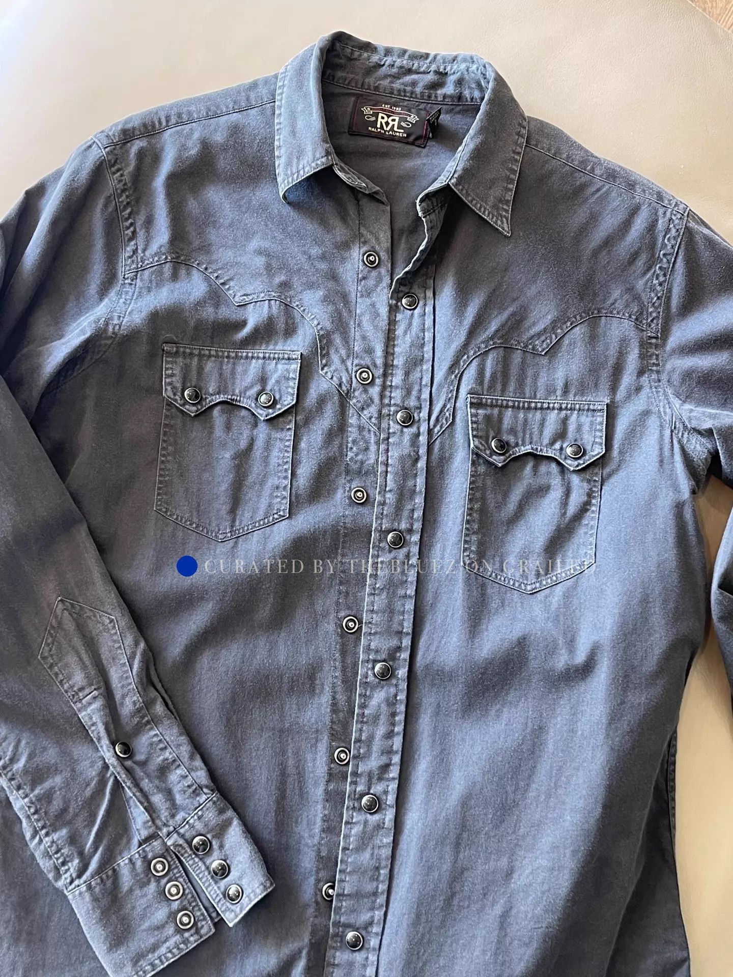 RRL Ralph Lauren Distressed Black Western Button-Up Shirt Size US S / EU 44-46 / 1 - 1 Thumbnail